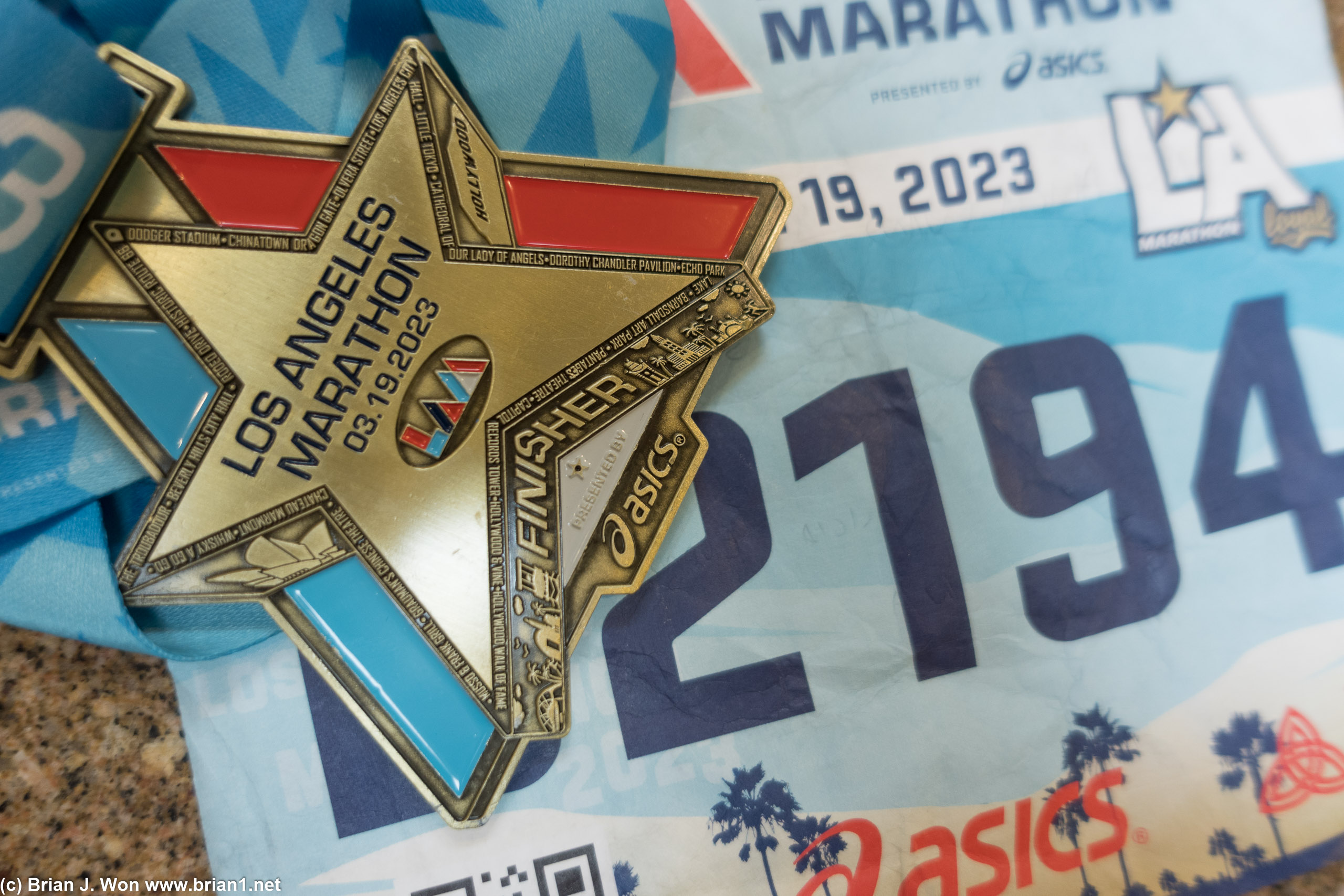 LA Marathon, 4:43:12 at a 10:48/mile chip time; 4:38:28 at 10:25/mile GPS time.