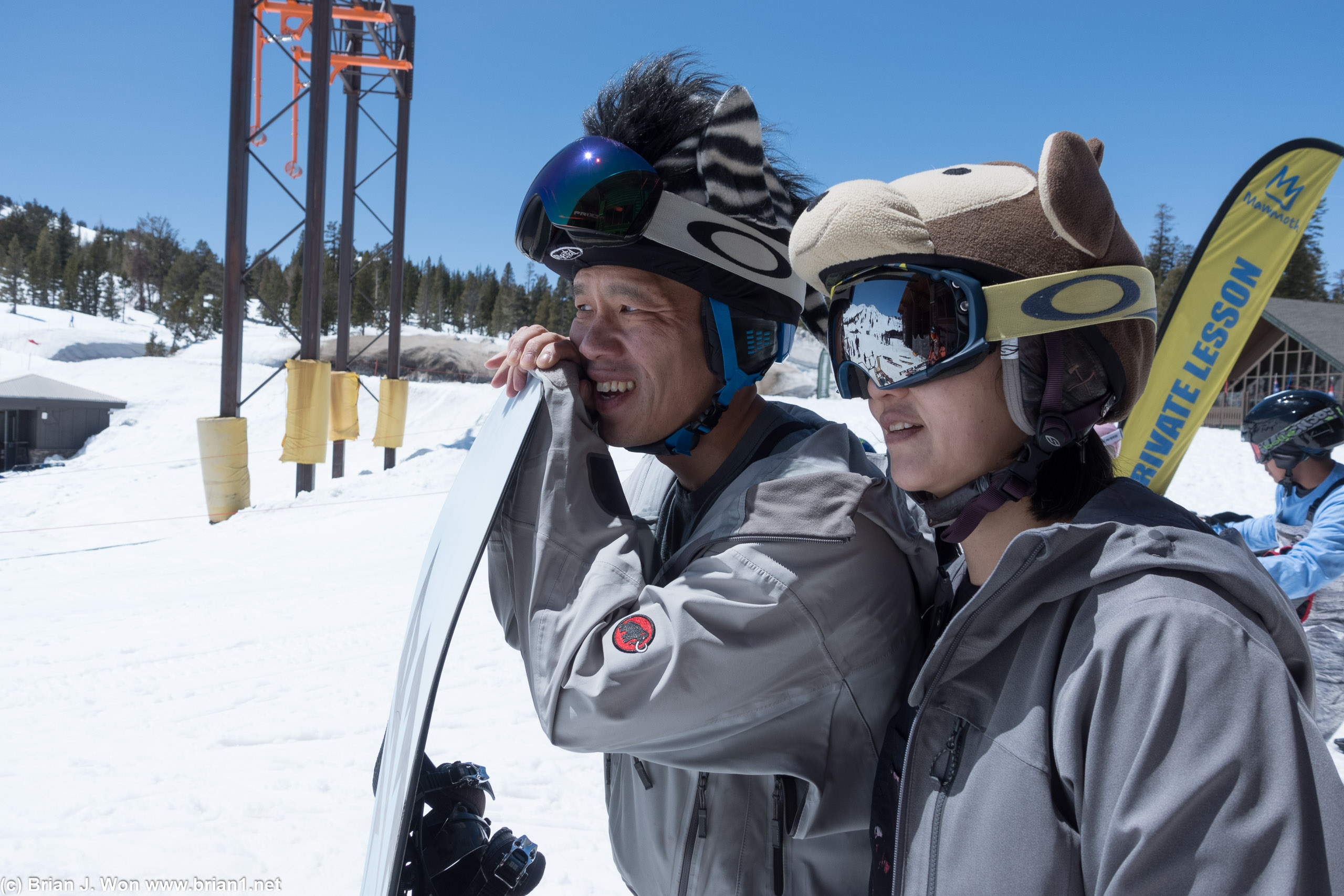 Unsure if the Chen-Wu parents are excited or concerned for their spawn learning to ski.