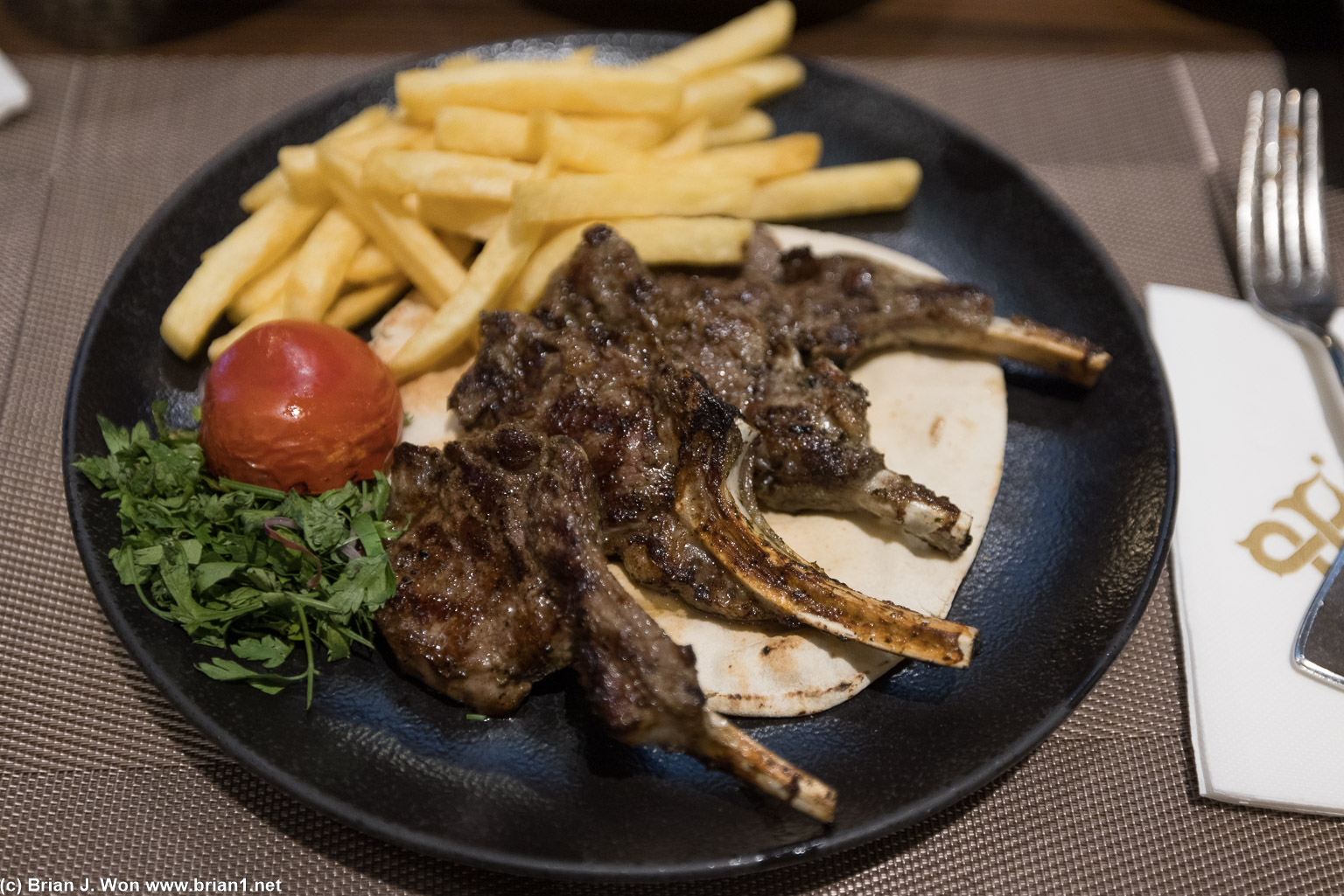 Lamb chops were okay.