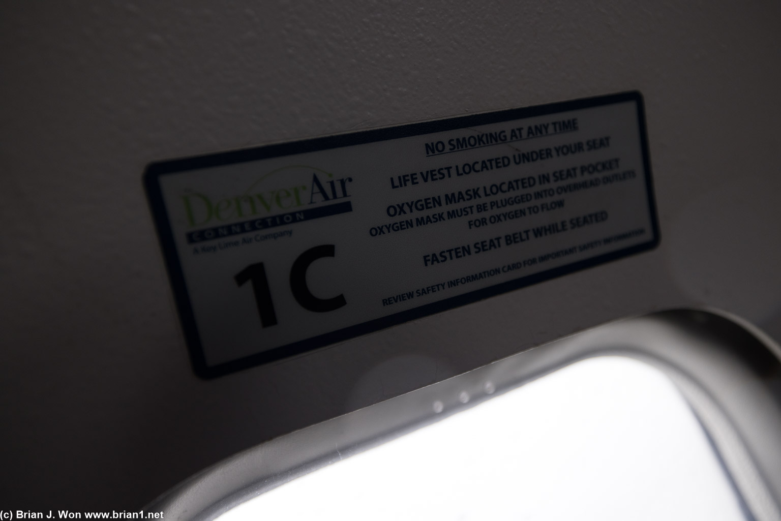 Seat 1C, only 9 seats total in this Essential Air Service configuration.