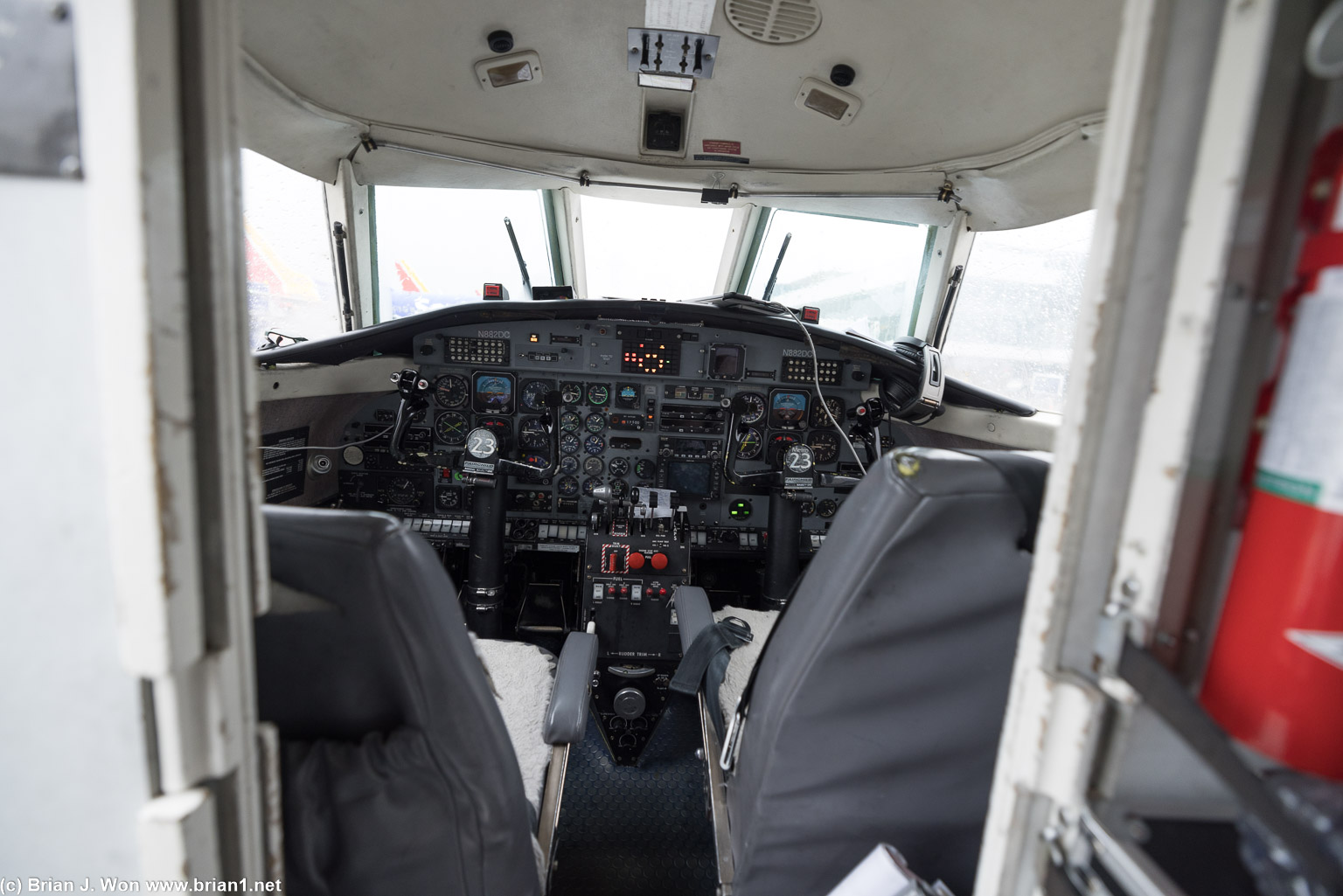 Checking out the cockpit.
