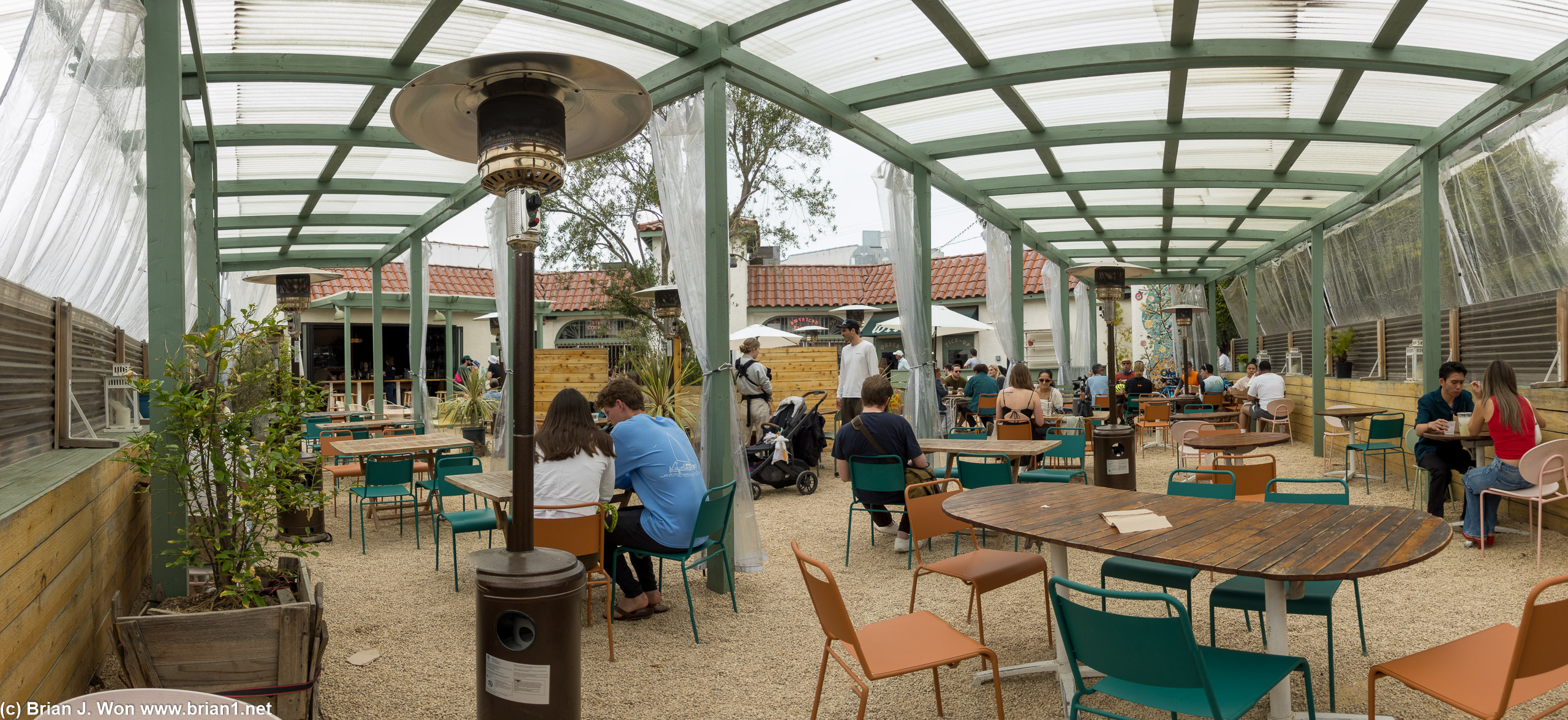 The patio is large.
