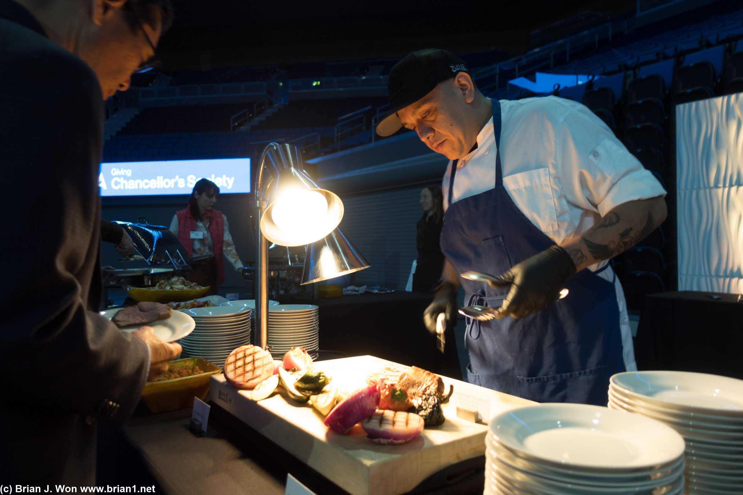 Carving roast beef.