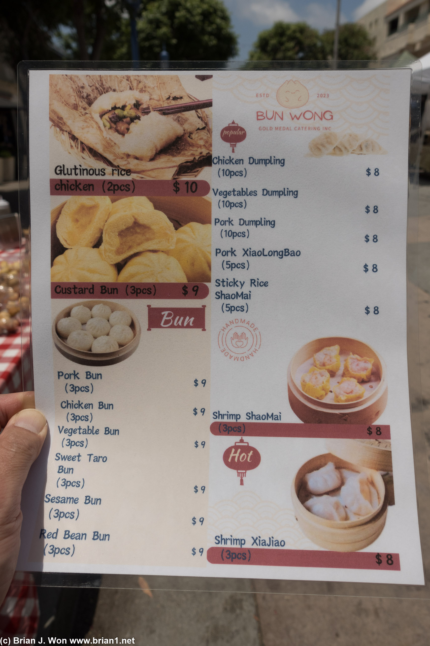 Menu. Not cheap considering you only ger 3 pieces.