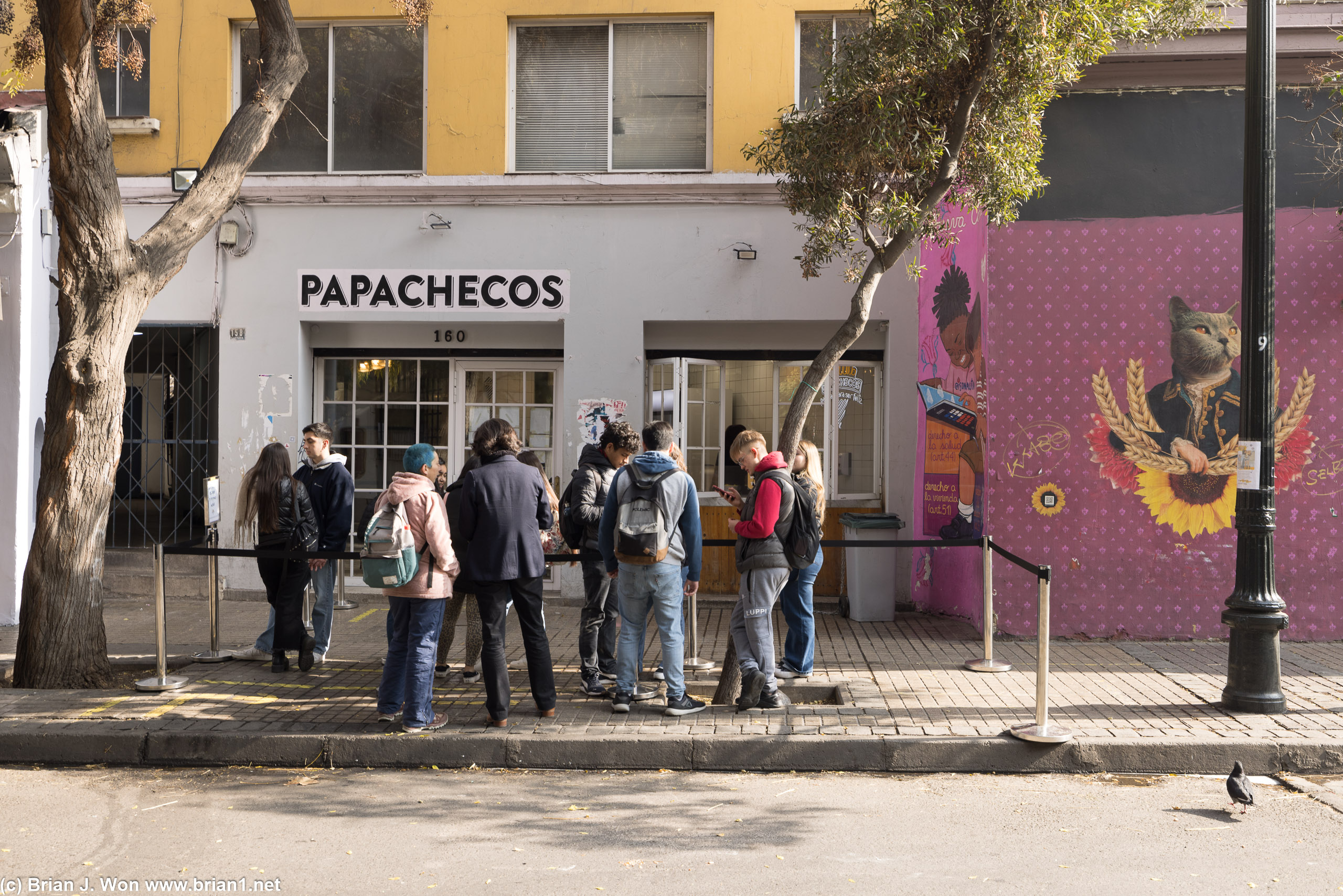 Waiting in line for french fries at Papachecos.