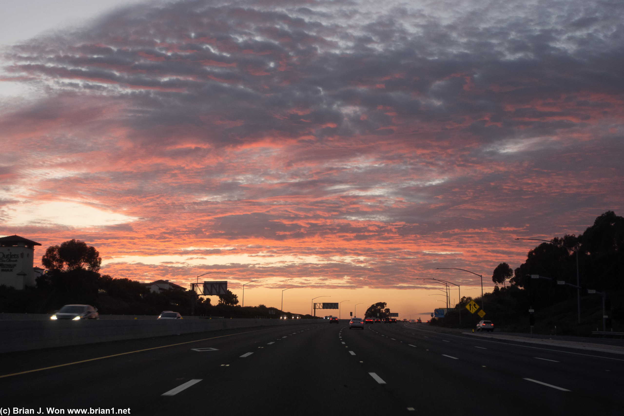 Sunset over I-5.