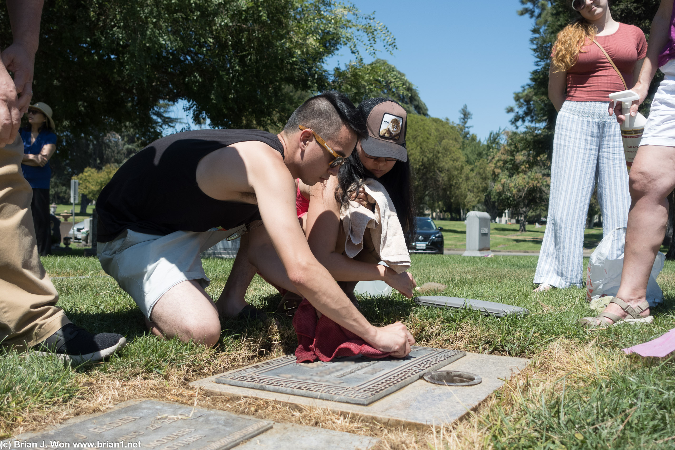 Visiting the cemetery.