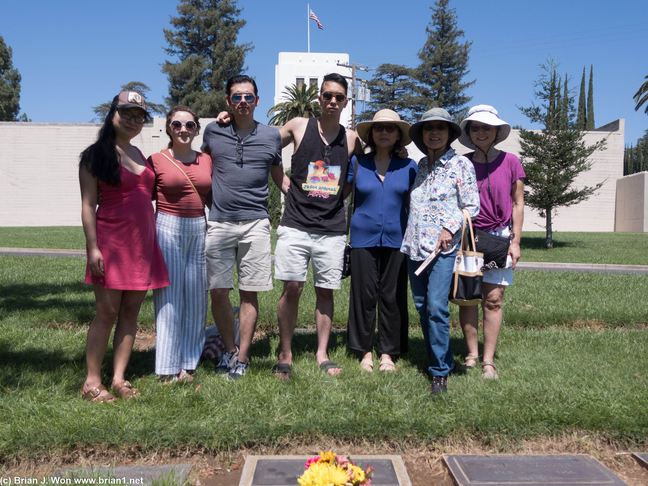 Visiting the cemetery.