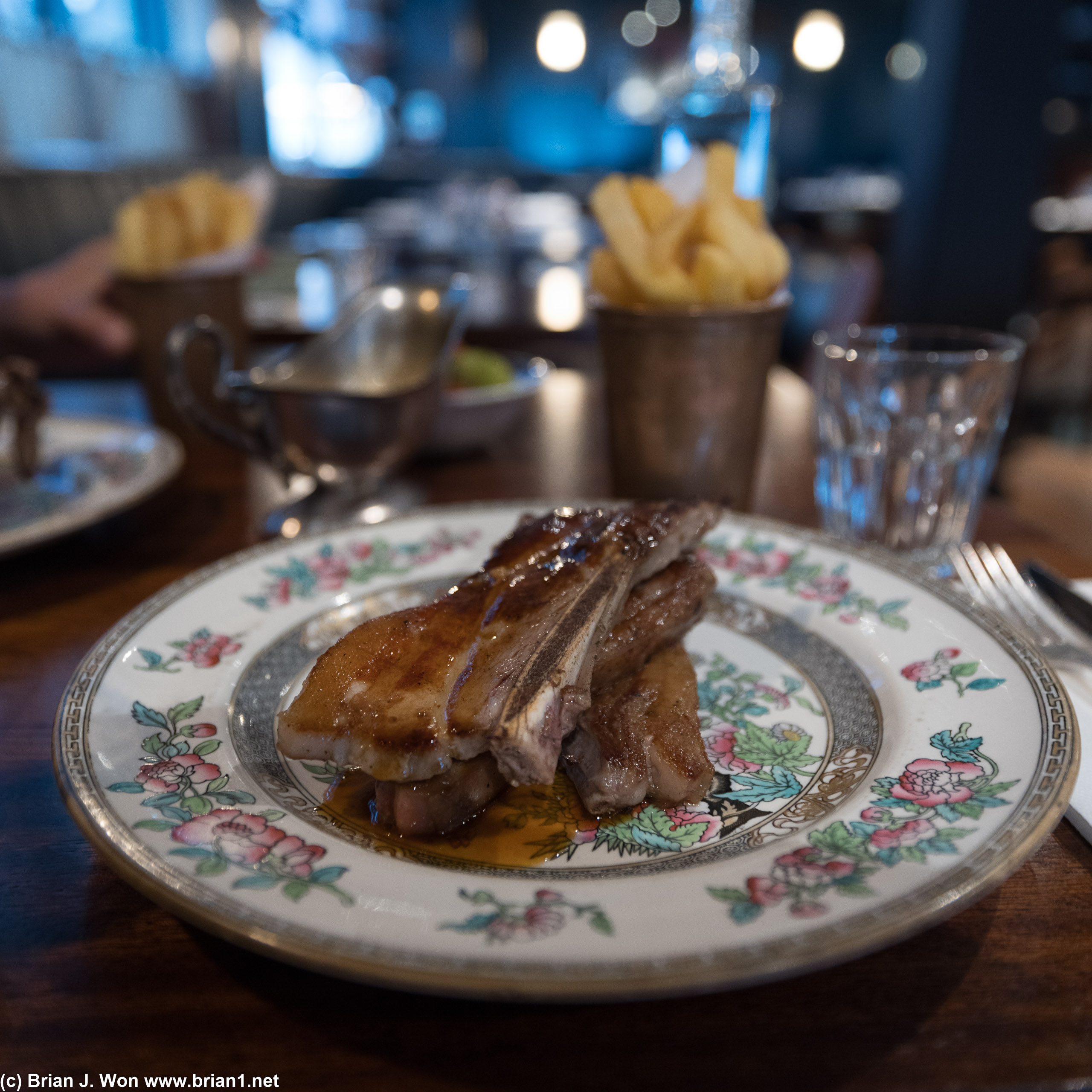 Pork and beef and chips.