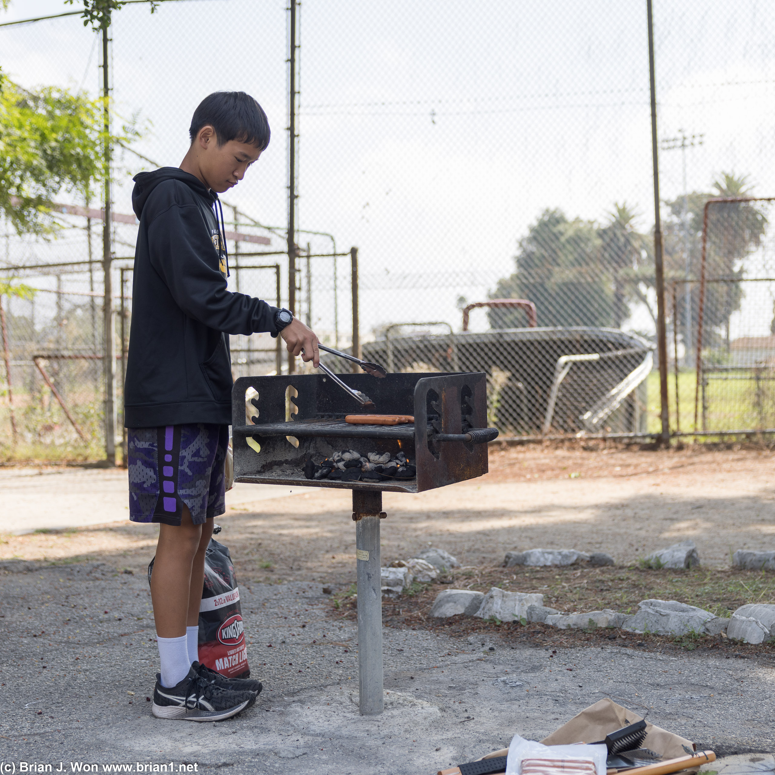 BK working the grill.