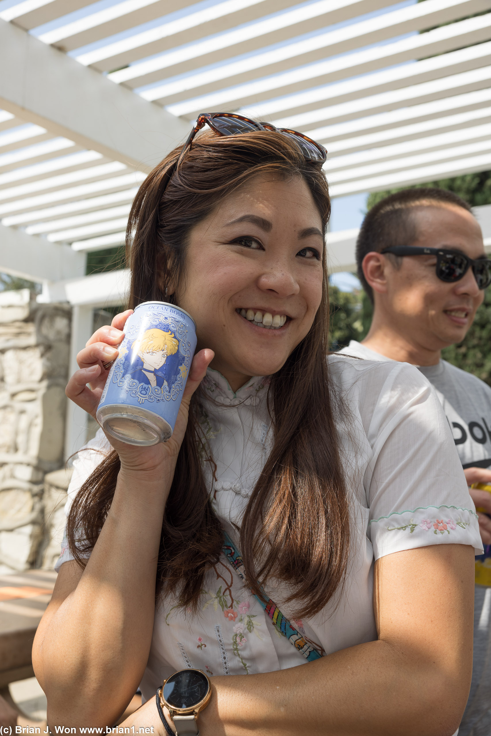 Caroline and her Ocean Bomb Sailor Moon drink.
