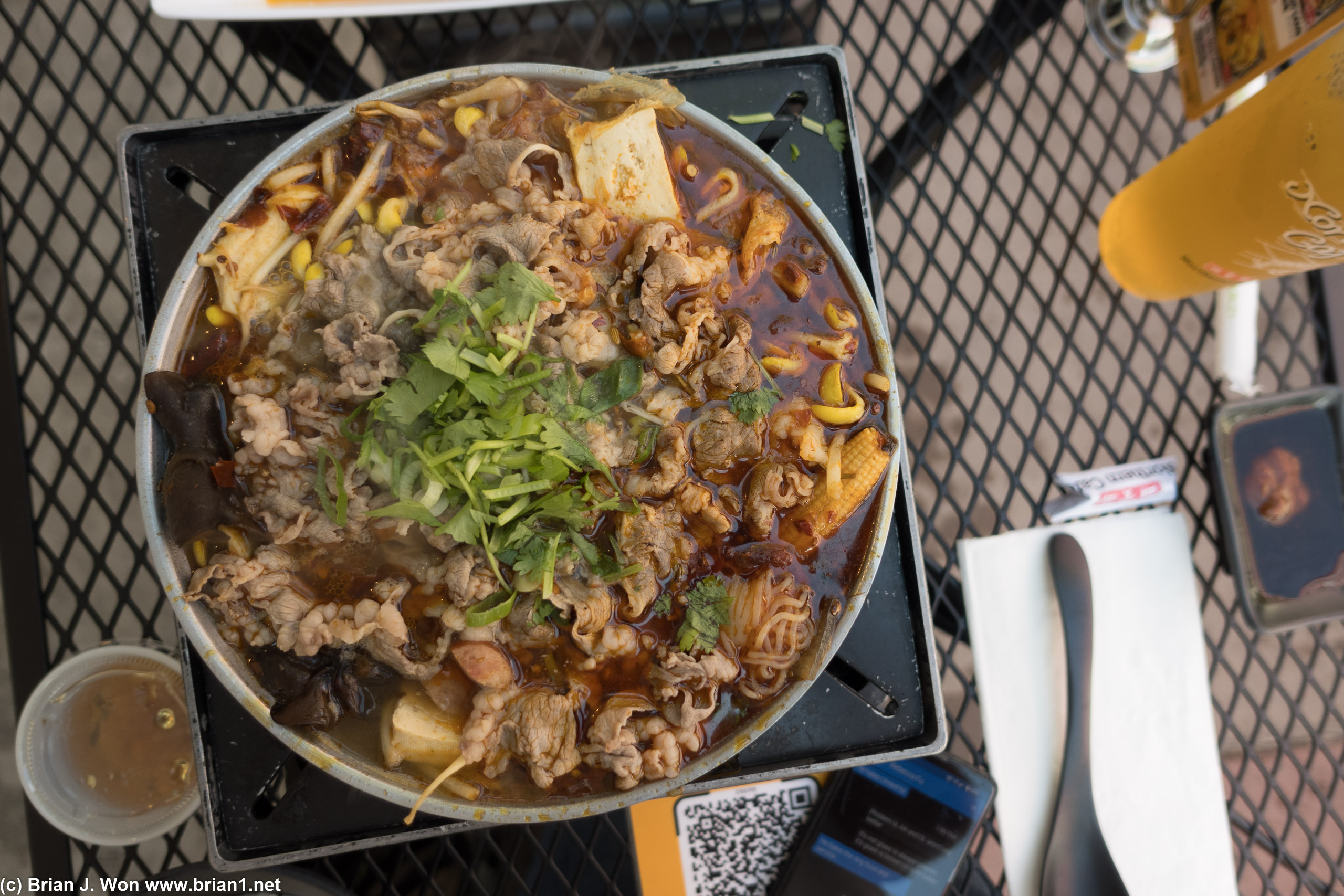 Szechwan mala hot pot with extra lamb.