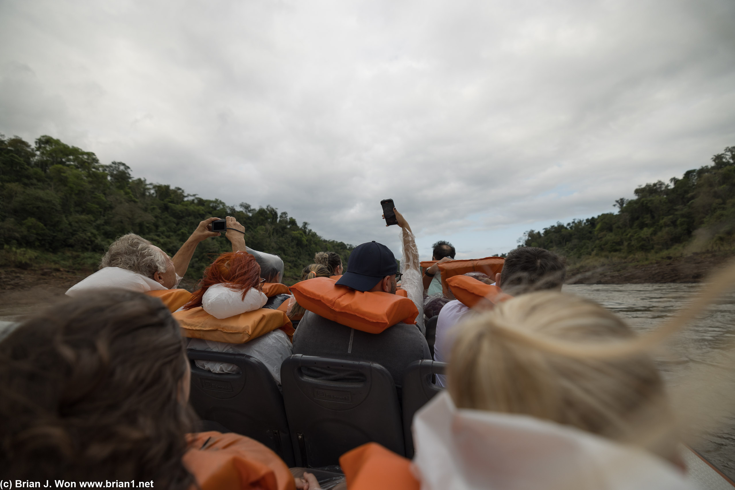 Speeding towards the falls.