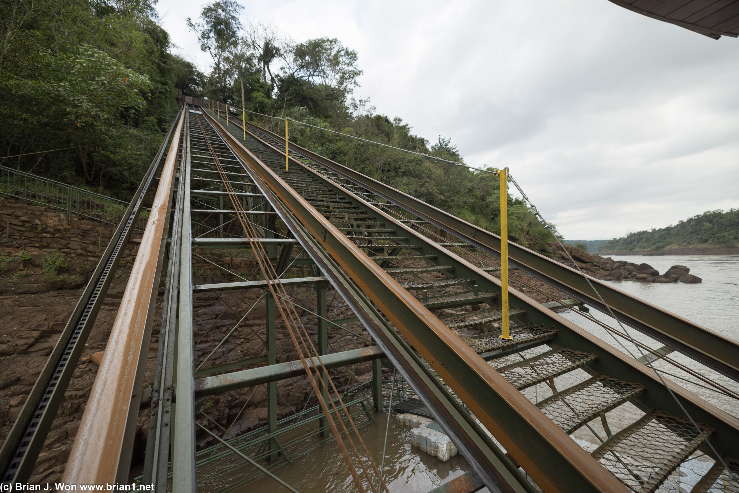 Riding up the funicular.