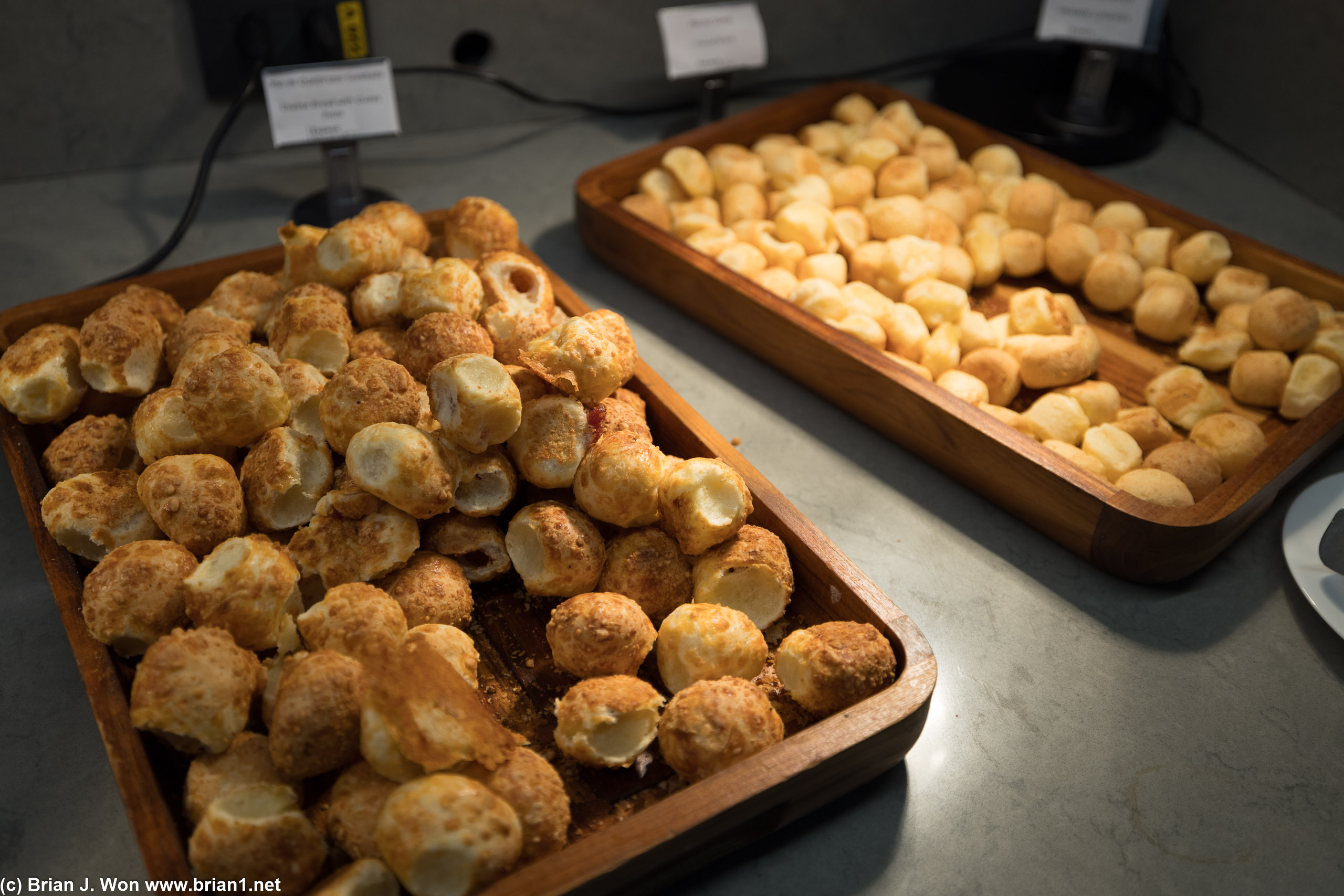 Guava cheese bread and regular cheese bread.