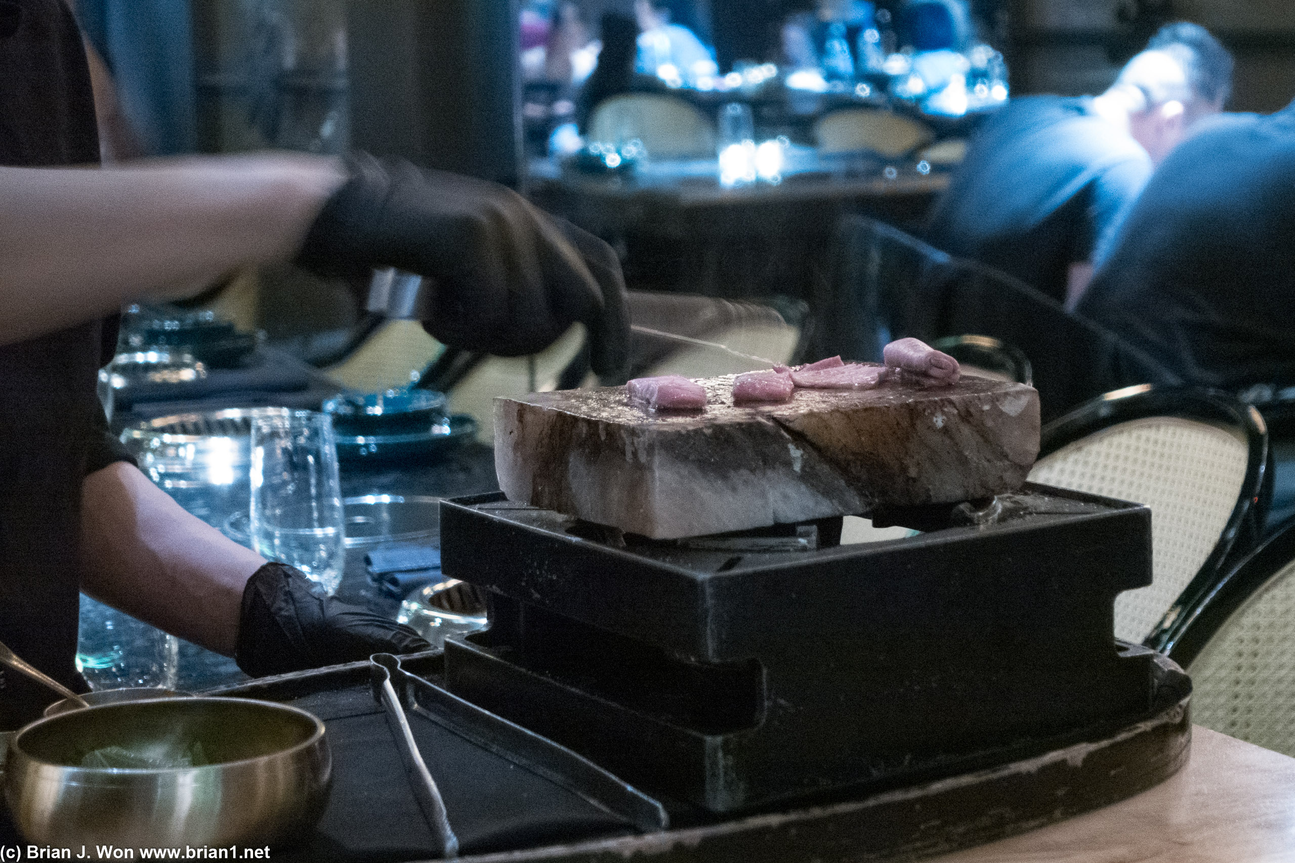 Hot stone searing some of the waygu.