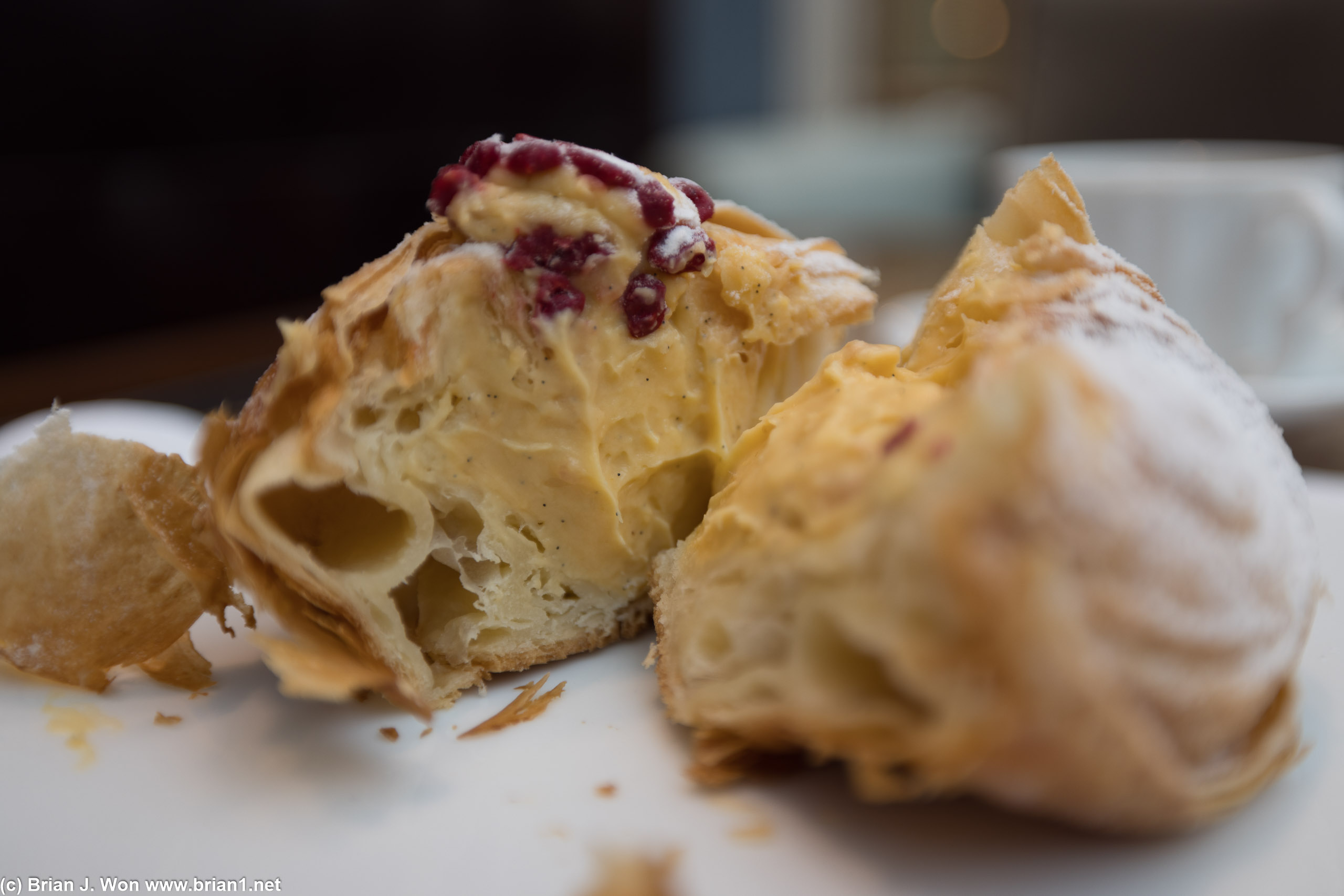 Vanilla cruffin cross-section.