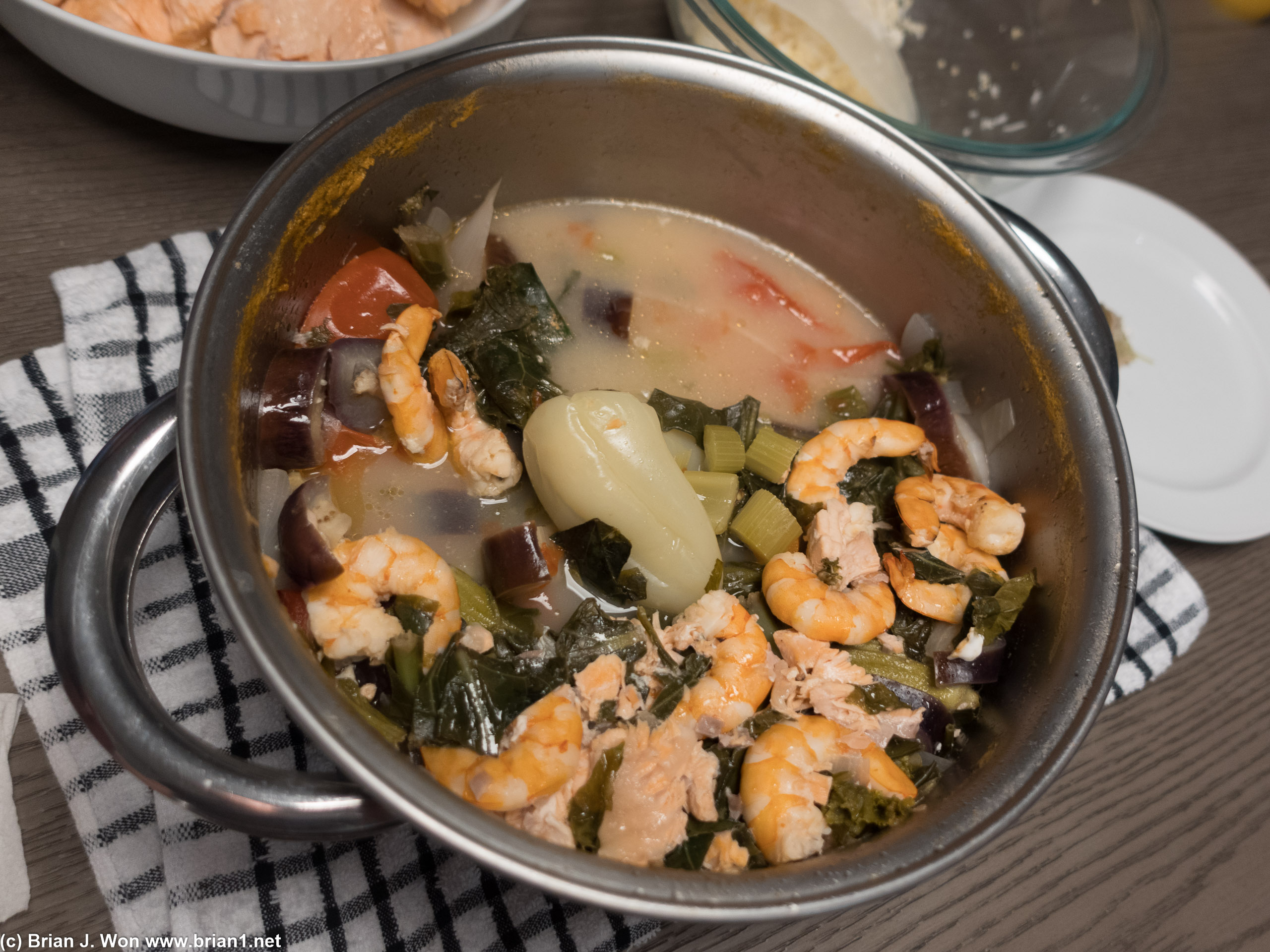 Chris made sinigang (Filipino sour soup) for dinner #2.