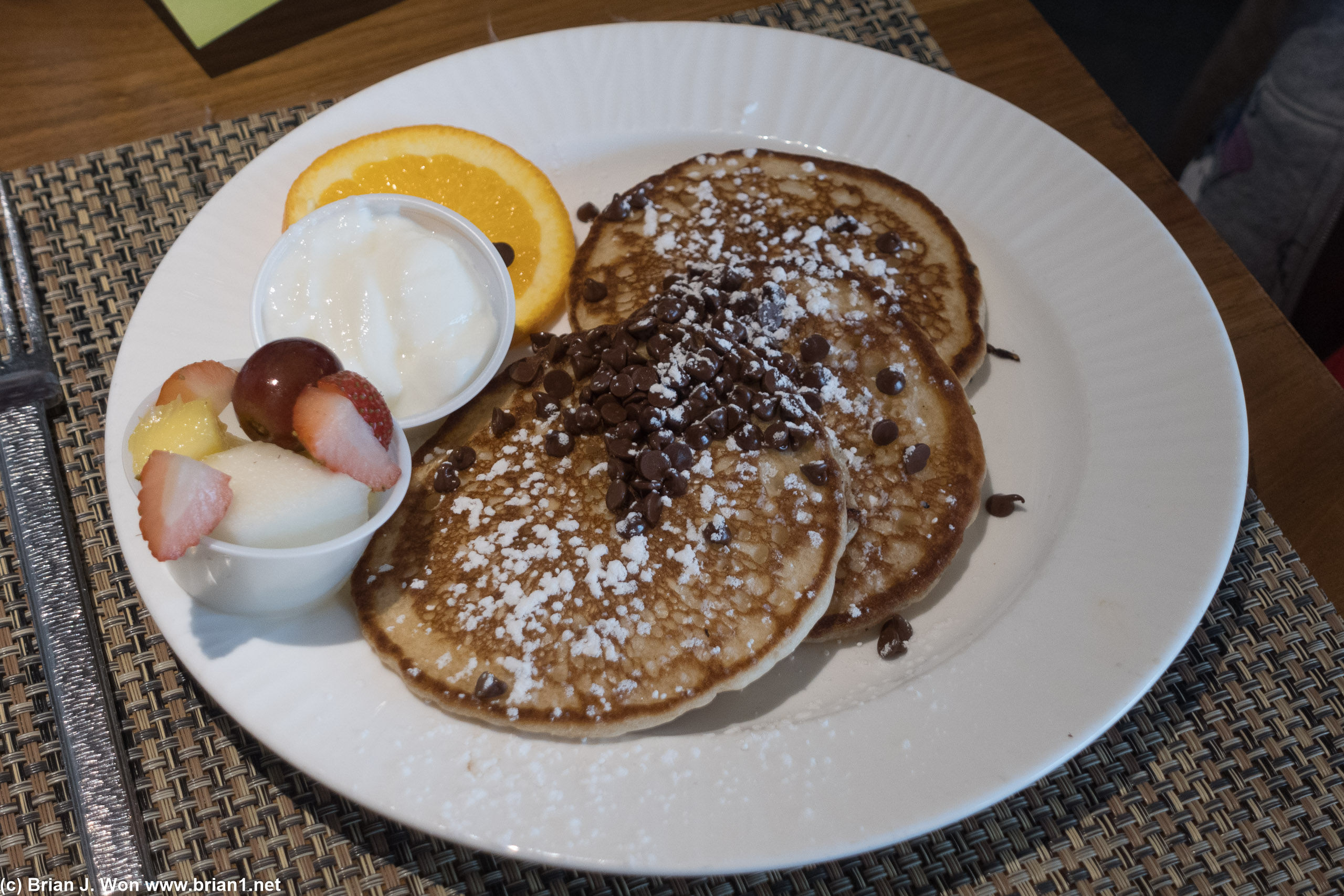 Lucas' pancakes for breakfast at the Westin on day 4.