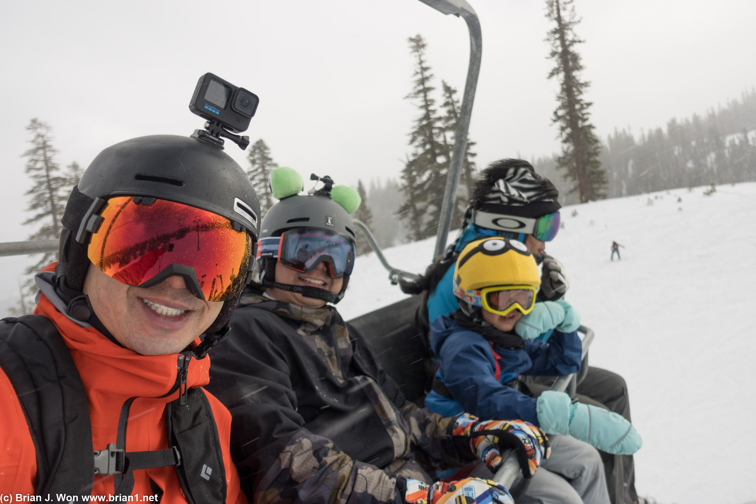 Taking Lucas up Schoolyard Express (Chair 17).