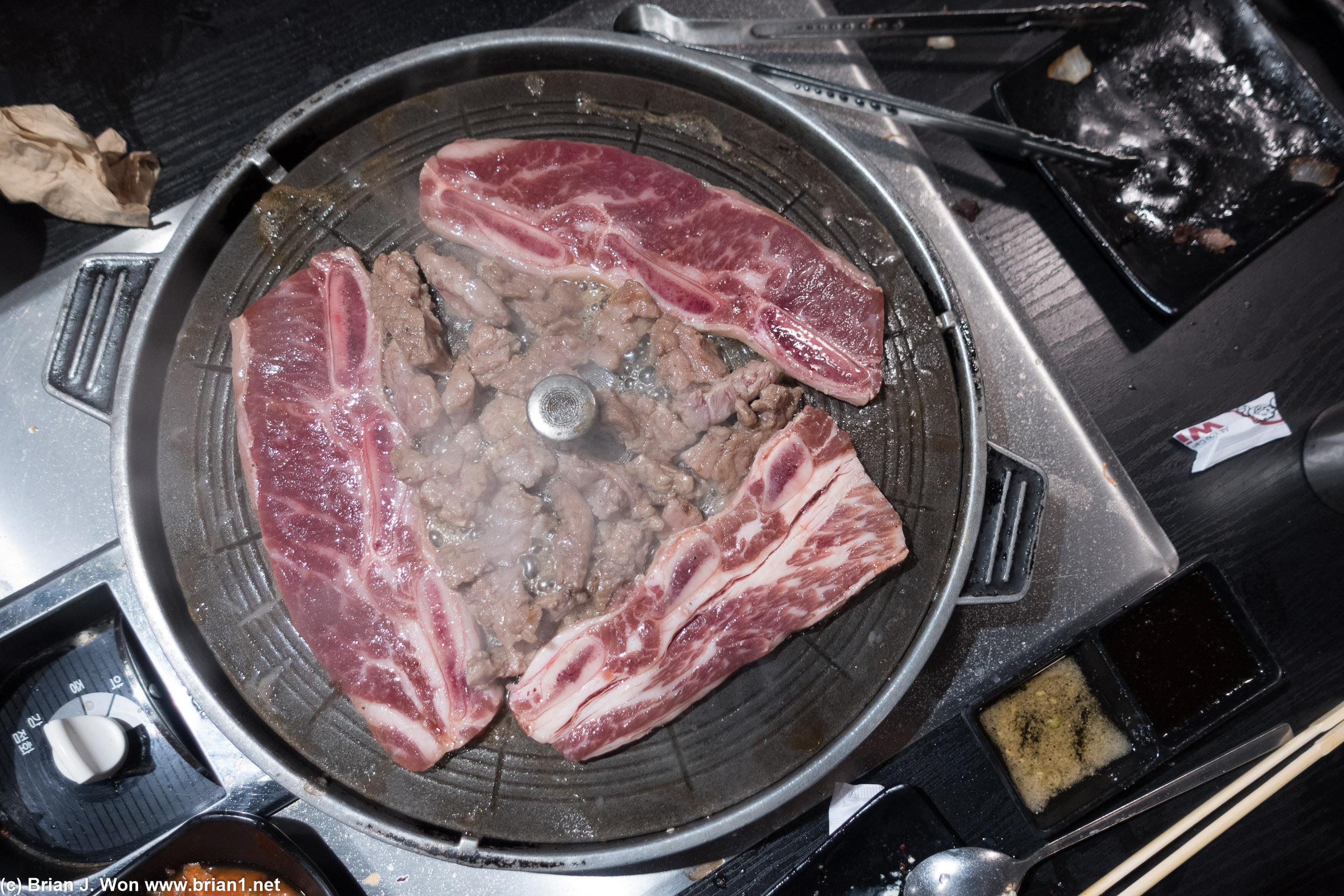 Marinated galbi and beef rib fingers.