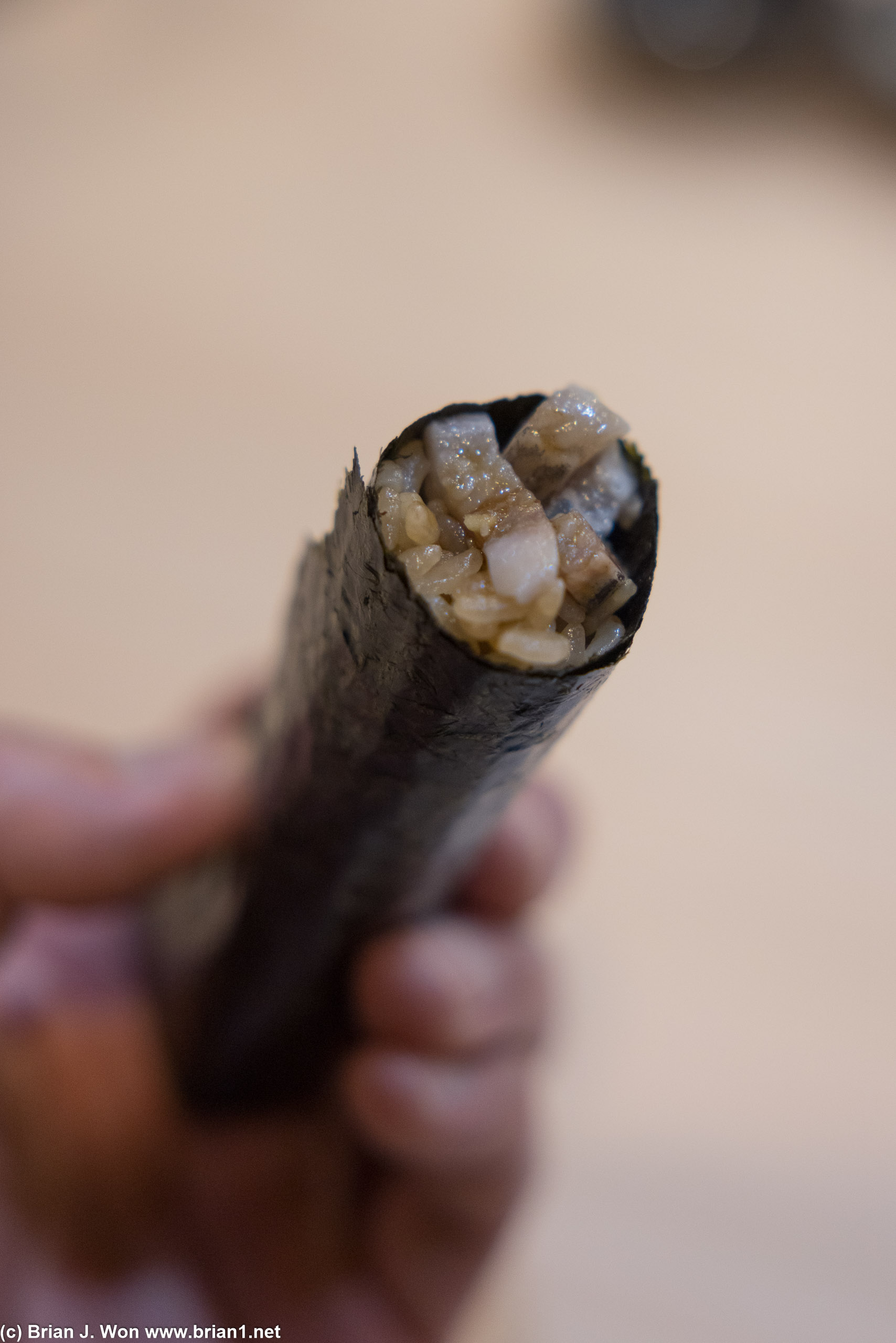 Iwashi-go (sardine) hand roll.