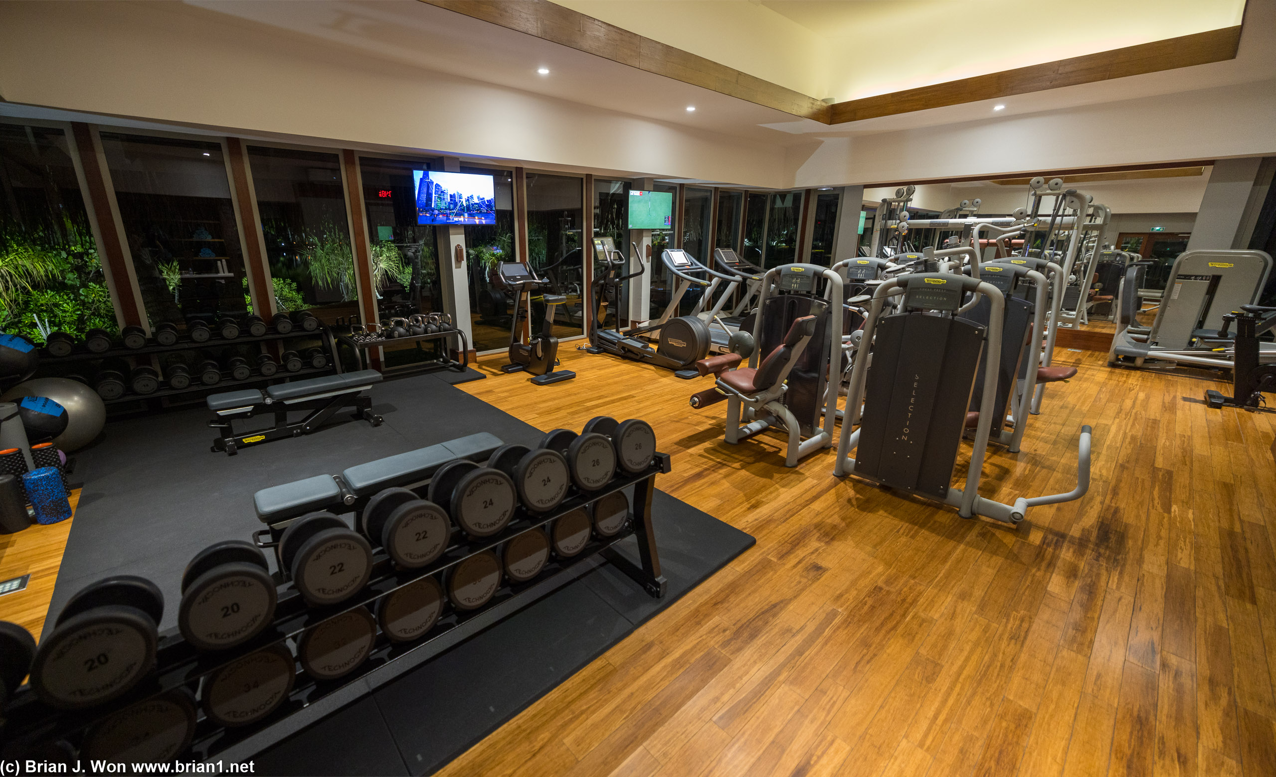 Free weights in kilos, I think the machines were in pounds? Or not?