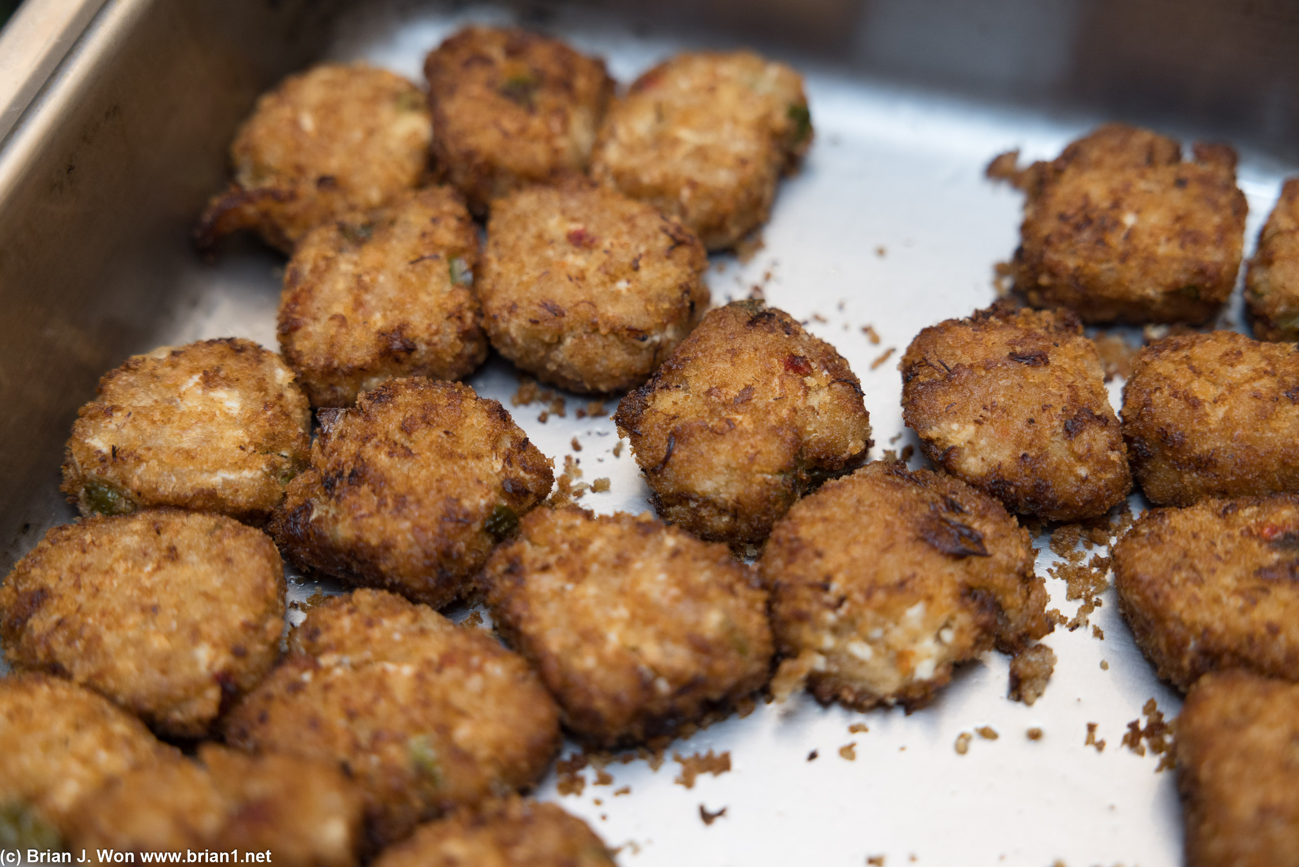 Crab cakes at the UCLA Geography AAG Party.