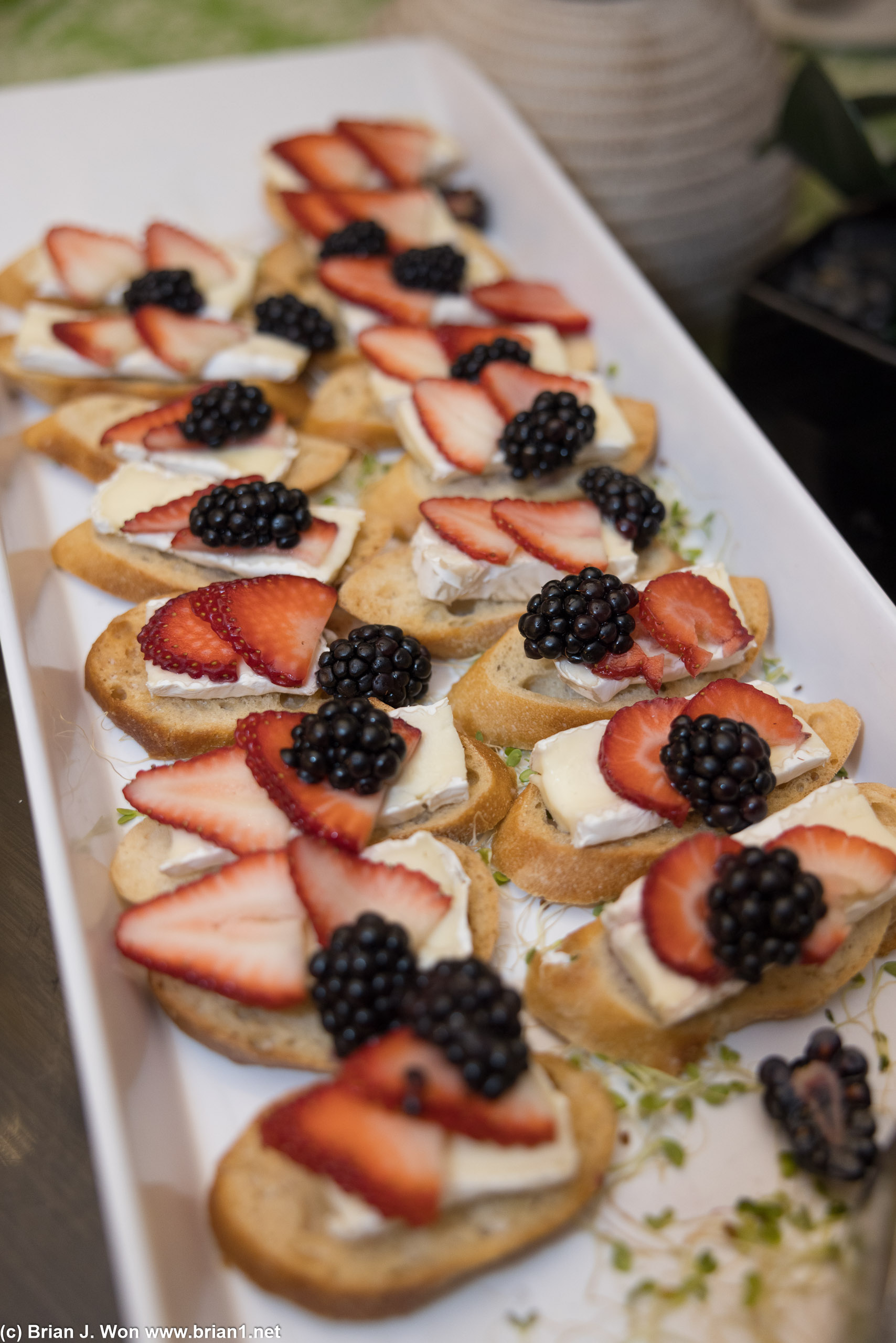 Berries, cheese, toast.