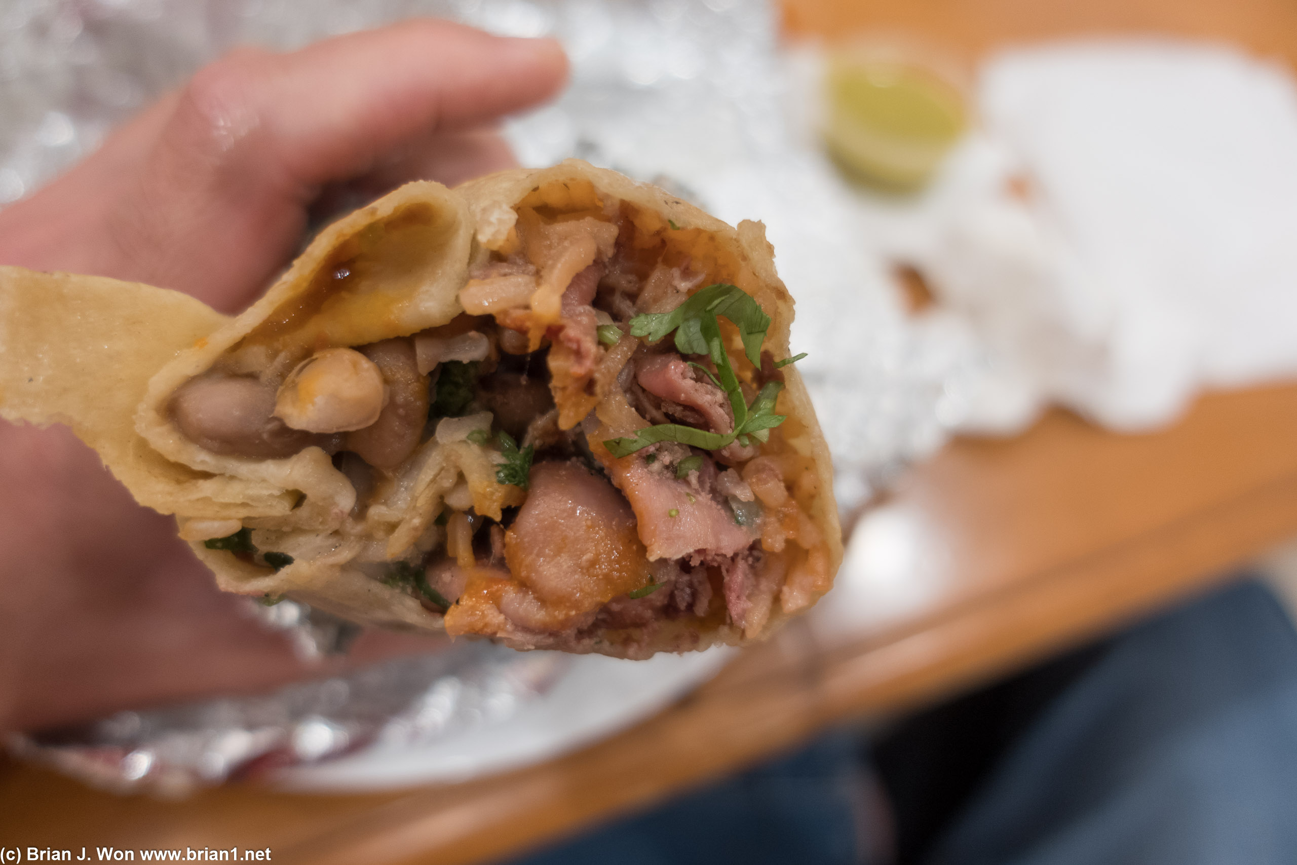 Tripa burrito from the local taco stand.