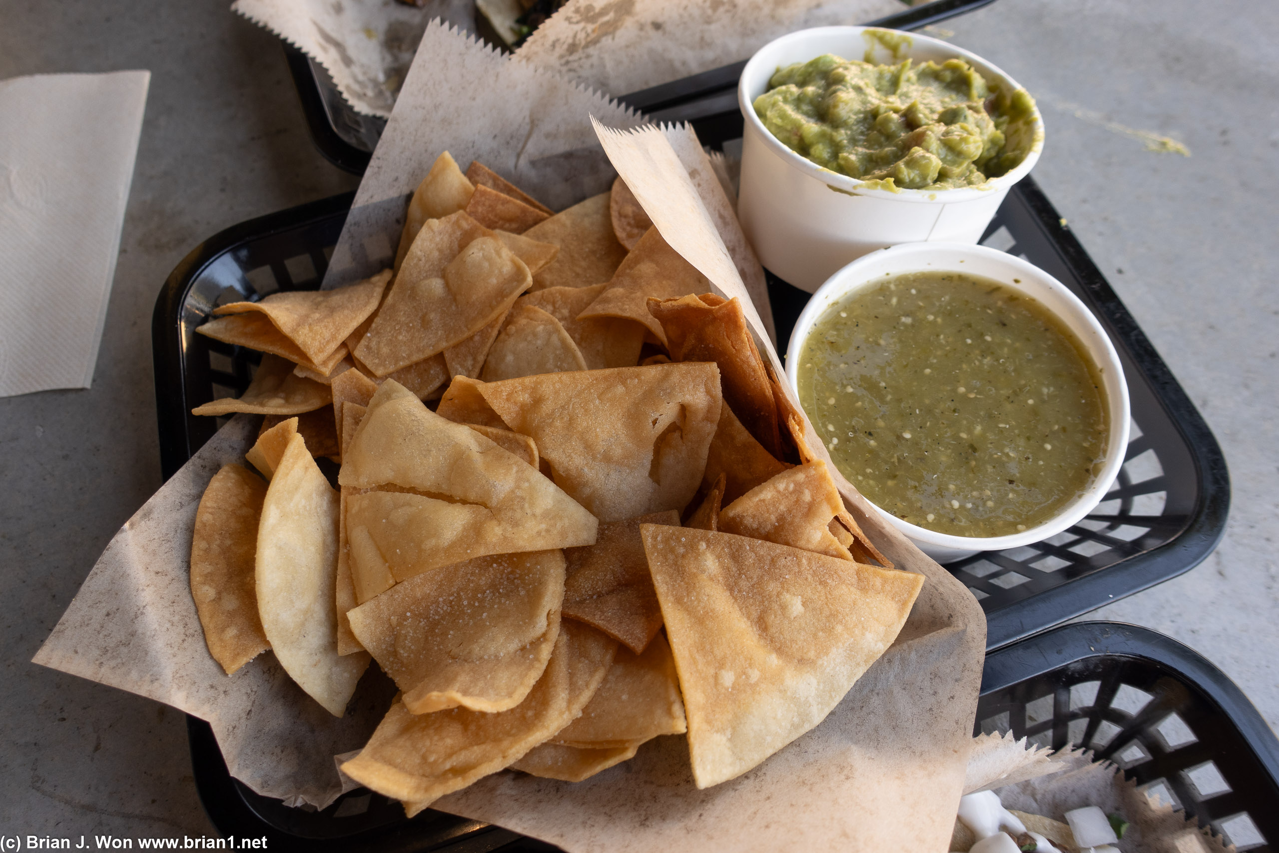 The chips were freshly deep fried and yes, that's a ton of salsa.