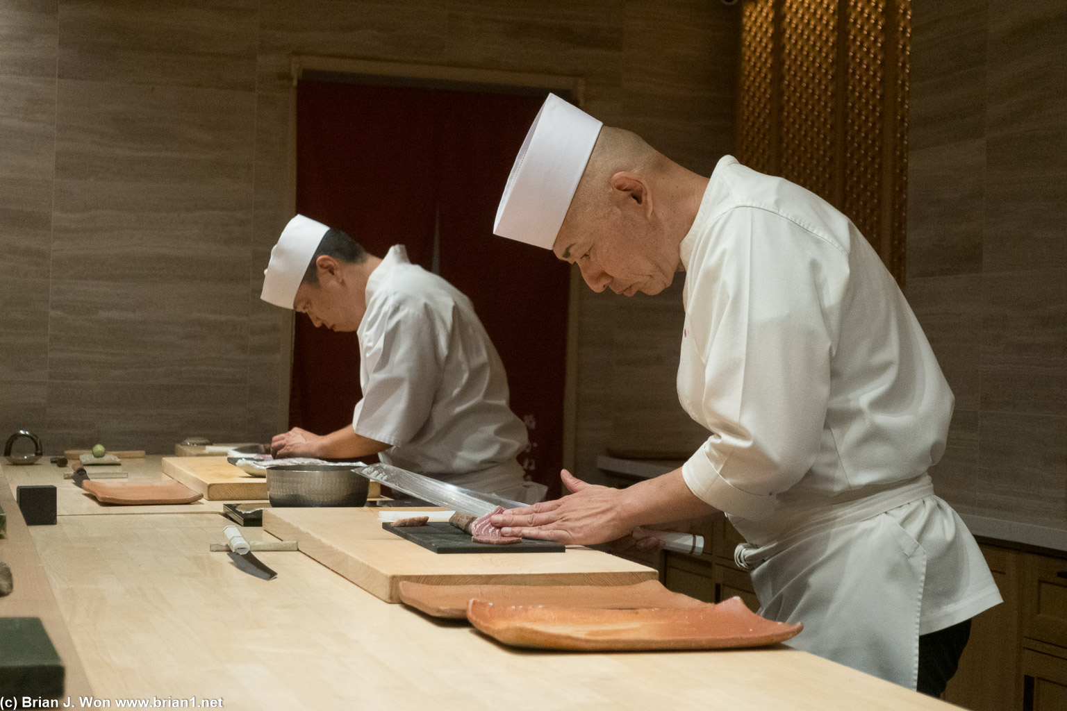 Chef Hirano-san (Inaba, back) and Chef Inoue-san (Kaneyoshi, front).