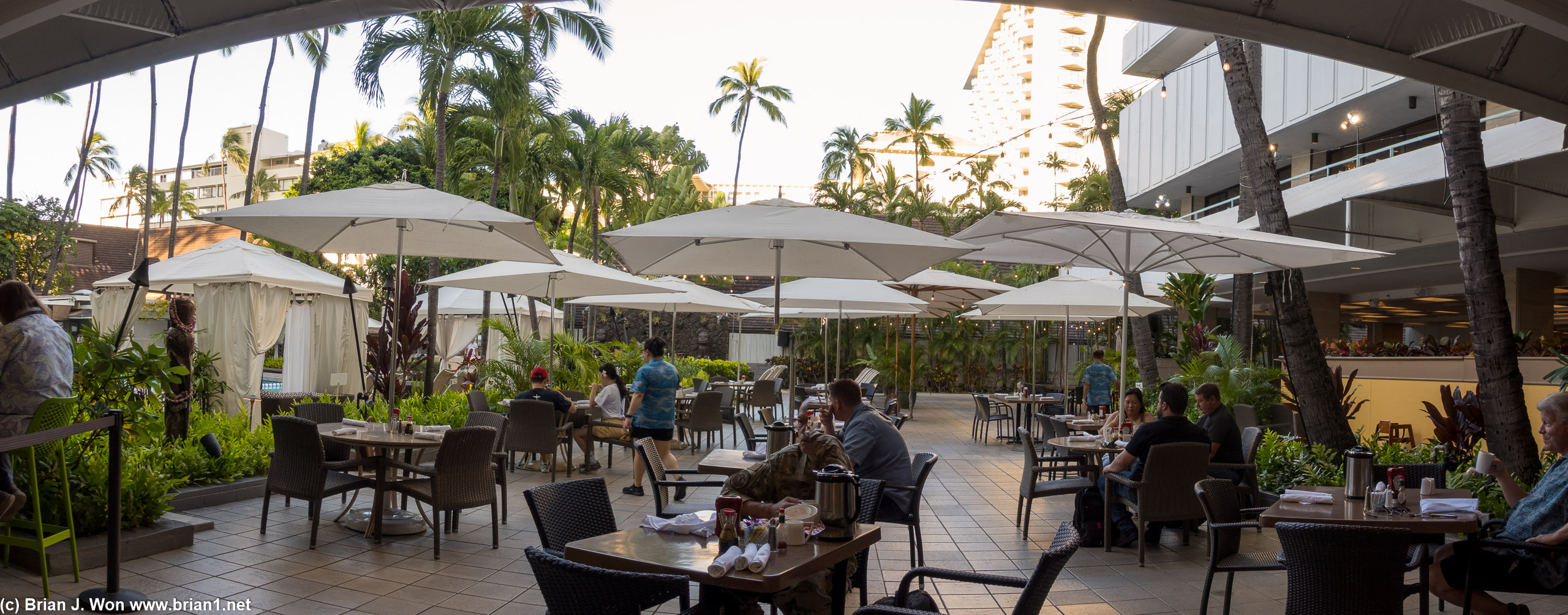 The bar/patio restaurant. Quite a few US military and also United Airlines flight attendants cycling through.