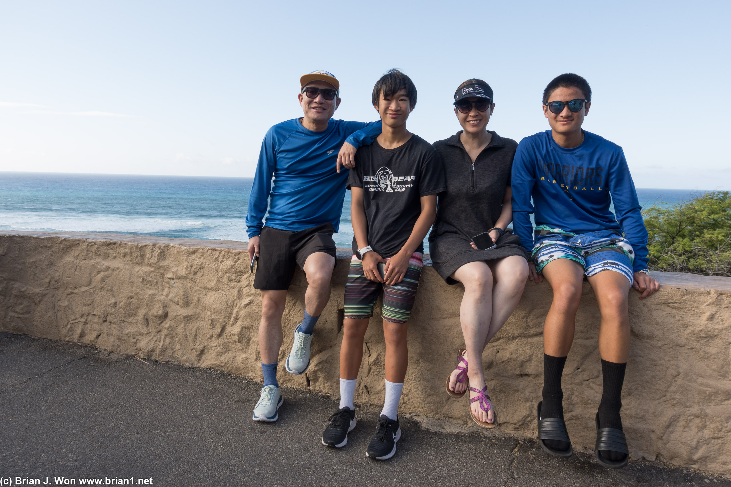 The Lee family at Halona Blowhole, on a Nui Island Tour.