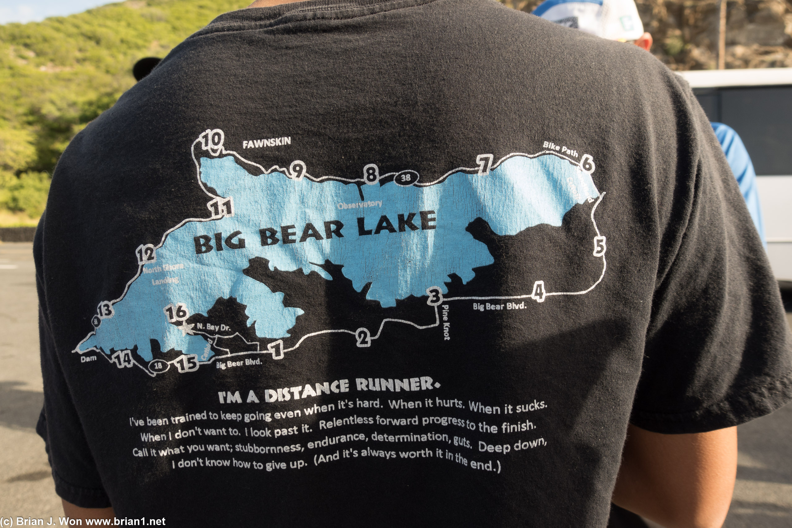 BK's I-Am-A-Distance-Runner t-shirt from his last summer camp.