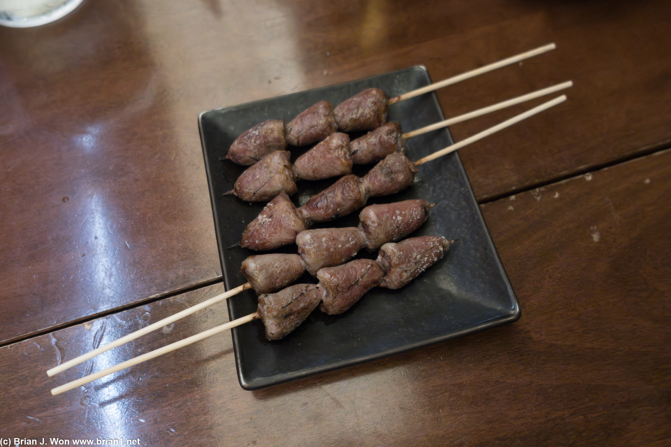 Chicken hearts were nom.