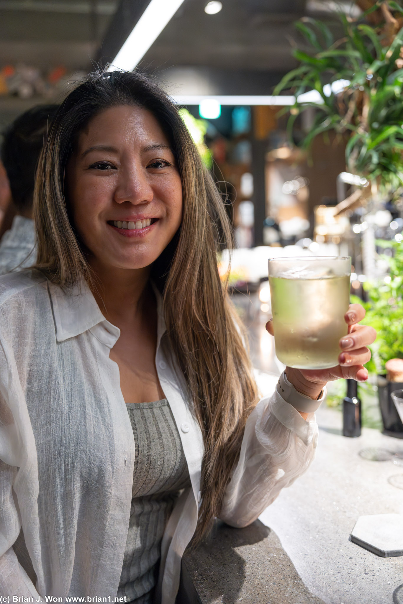 Diana enjoying her custom cocktail.