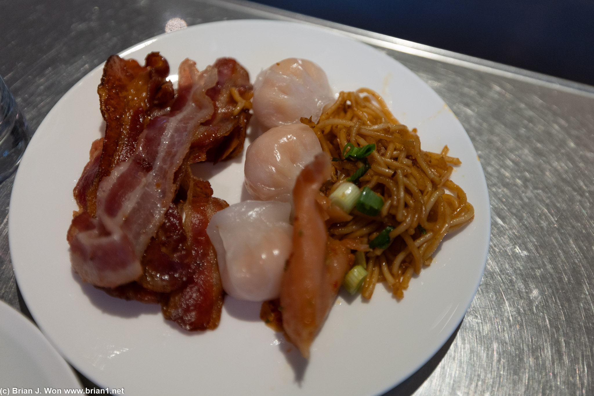 Breakfast at the JW Marriott Executive Lounge. Har gow were just okay.
