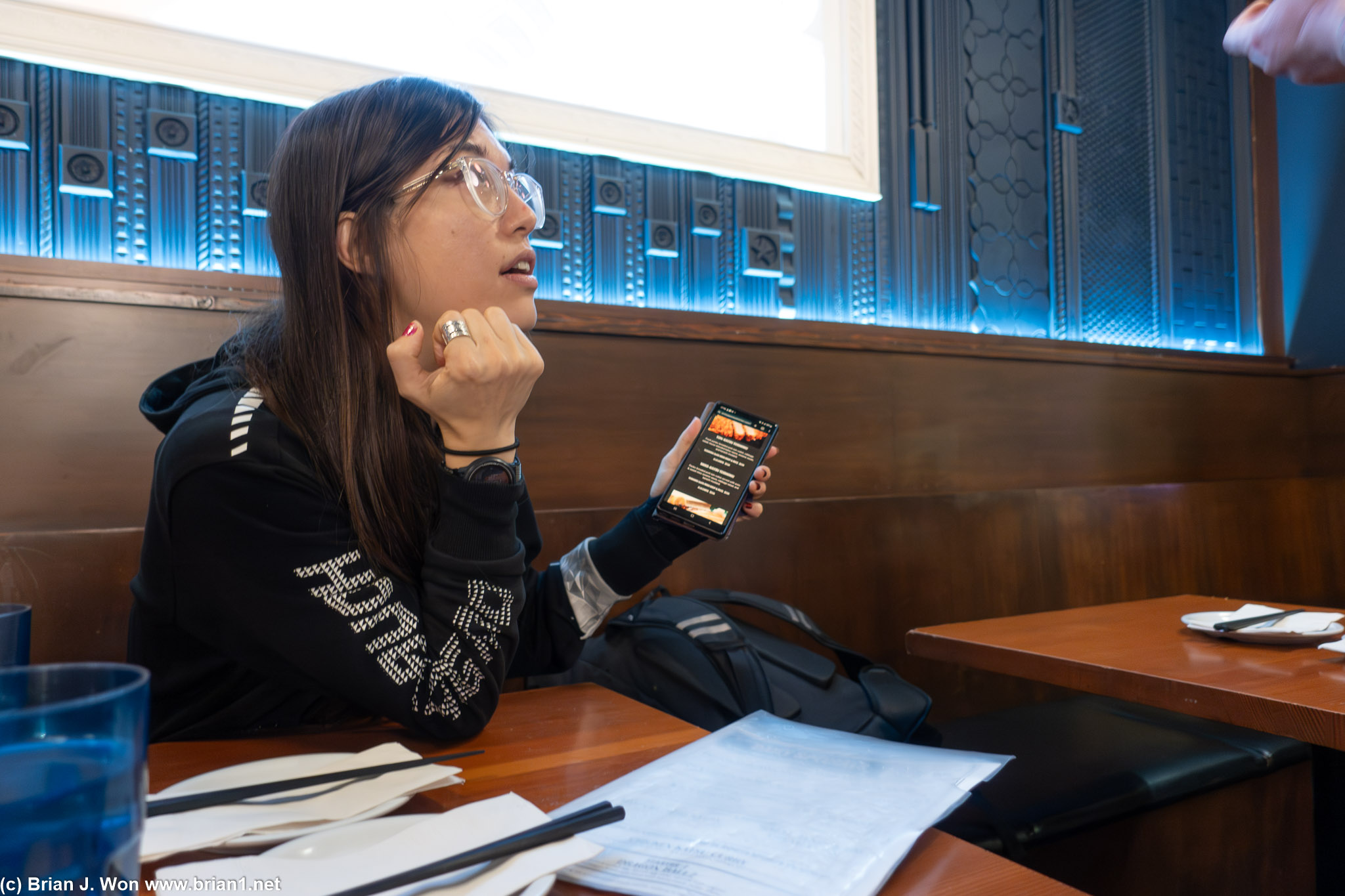 Dr. Bennett deciding what to order at Rondo Japanese Kitchen.