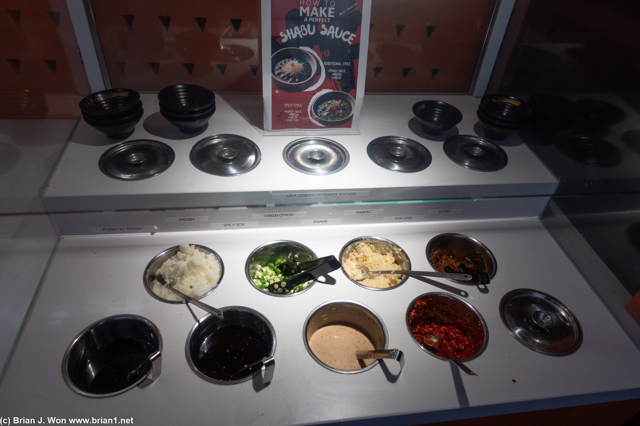 Sauce bar at buffet.