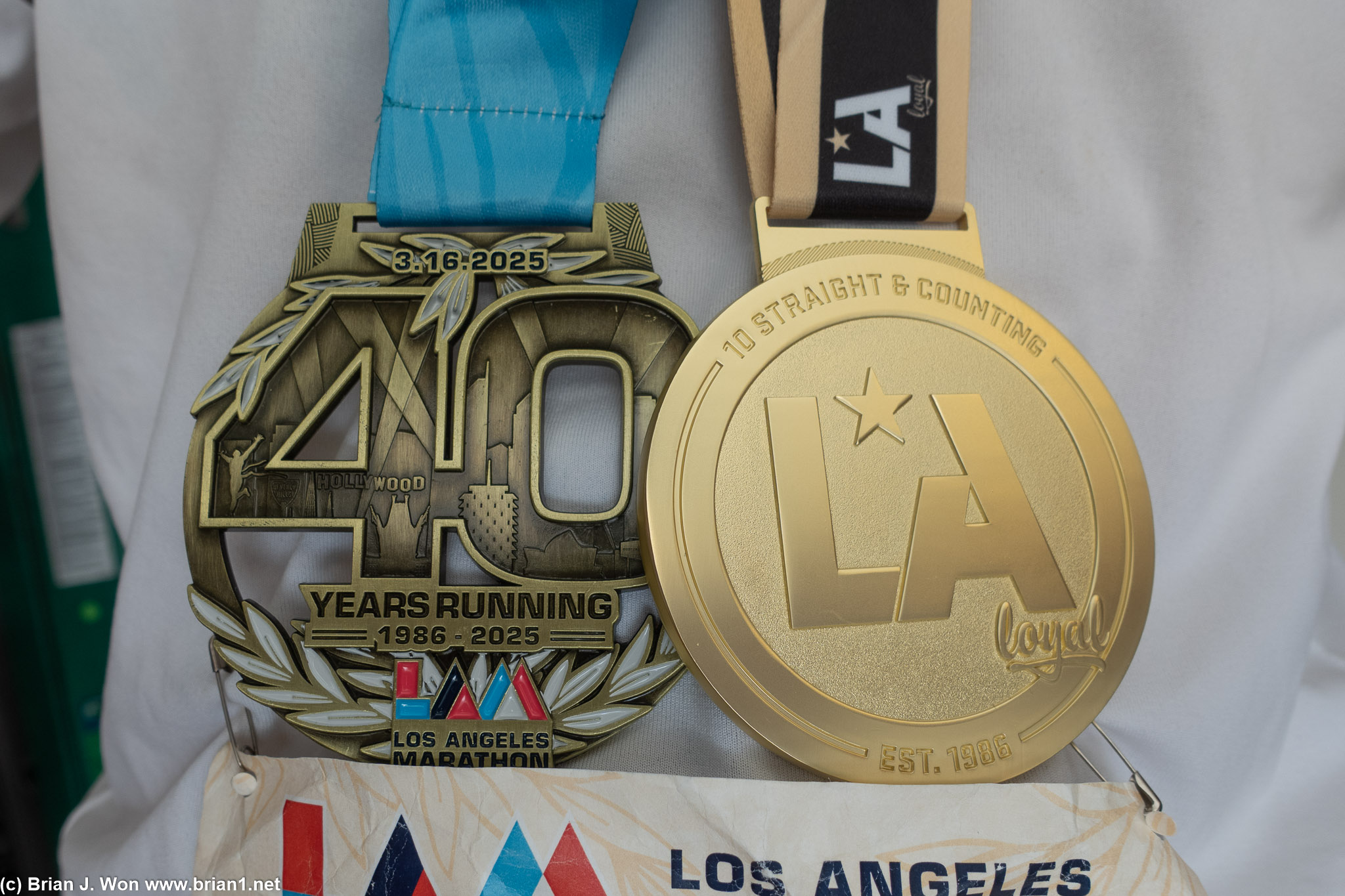 Finisher medal, 10 year LA Loyal medal.