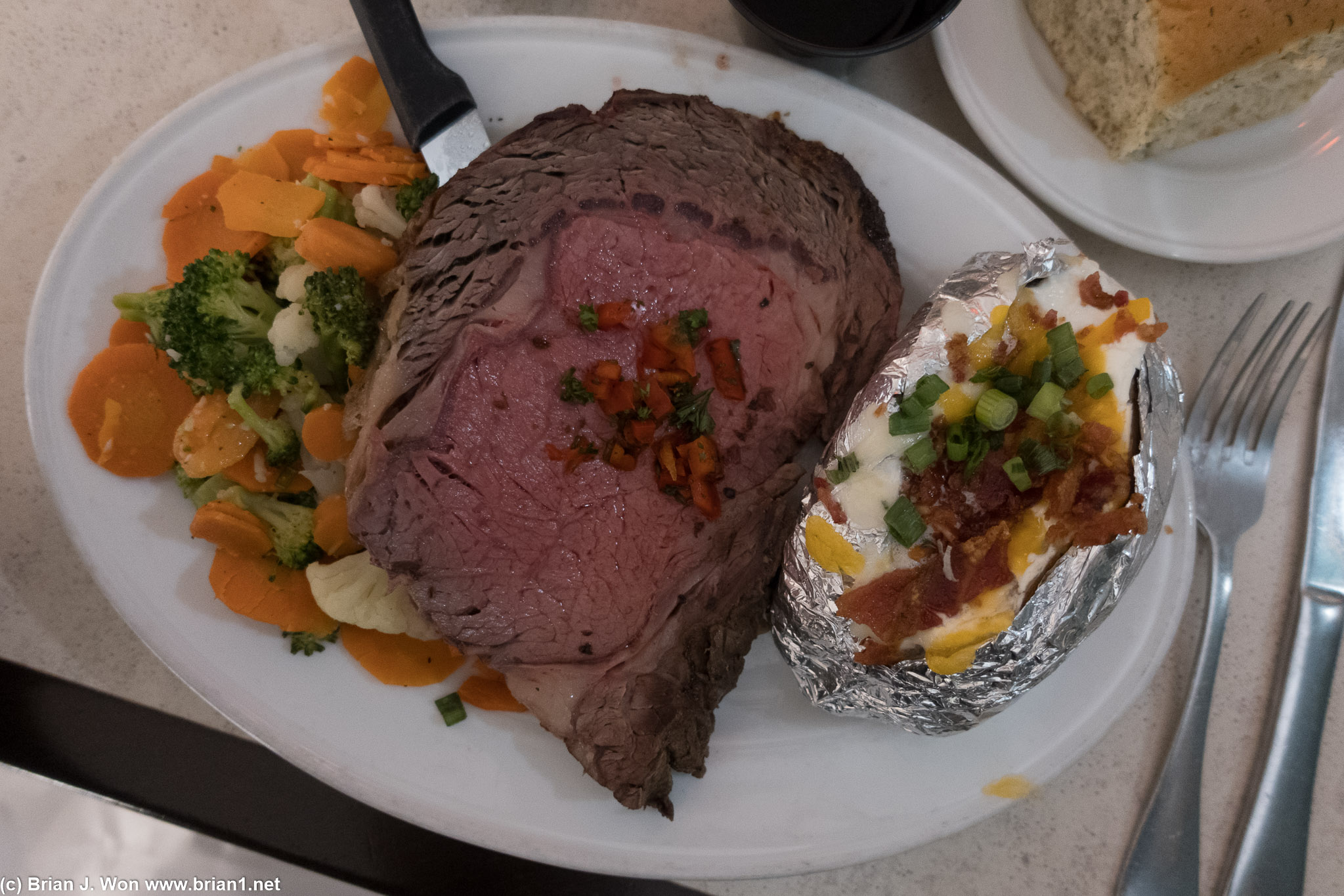 Weekend prime rib deals, $23.95 a person.
