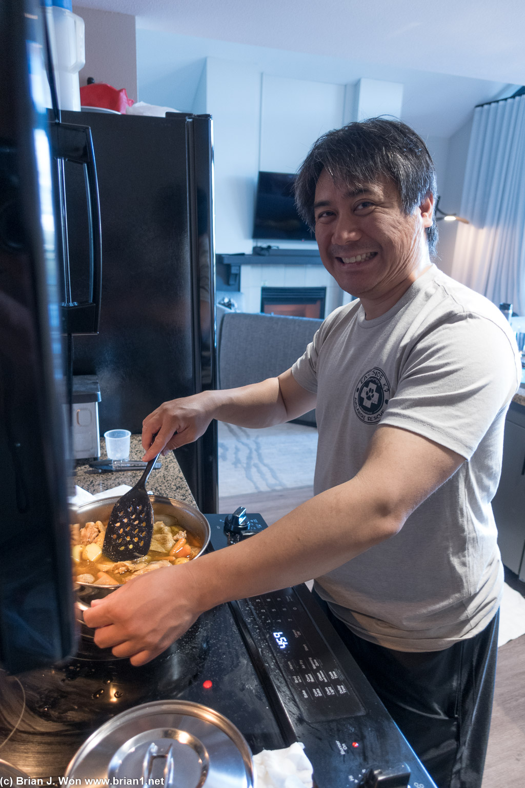 Chris making his famous adobo.