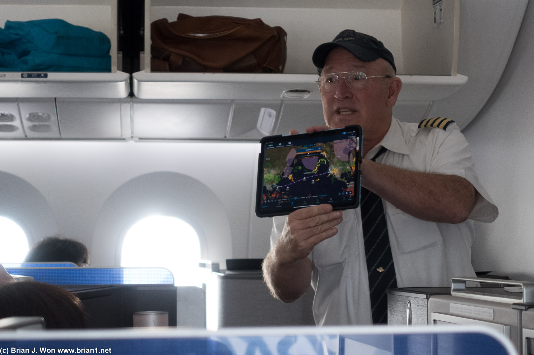 Captain Denton briefing the Polaris passengers. AVgeeks rejoyce!