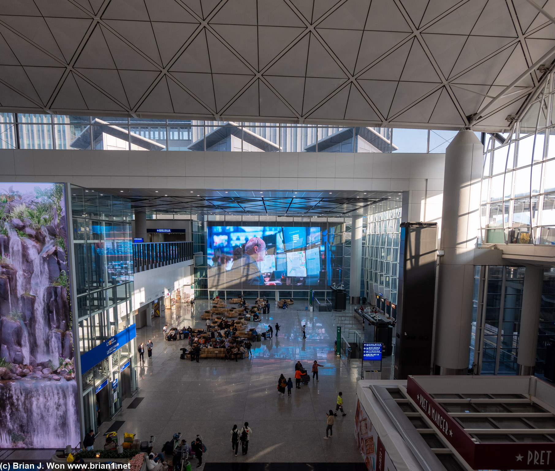 Looking down at the arrivals level.