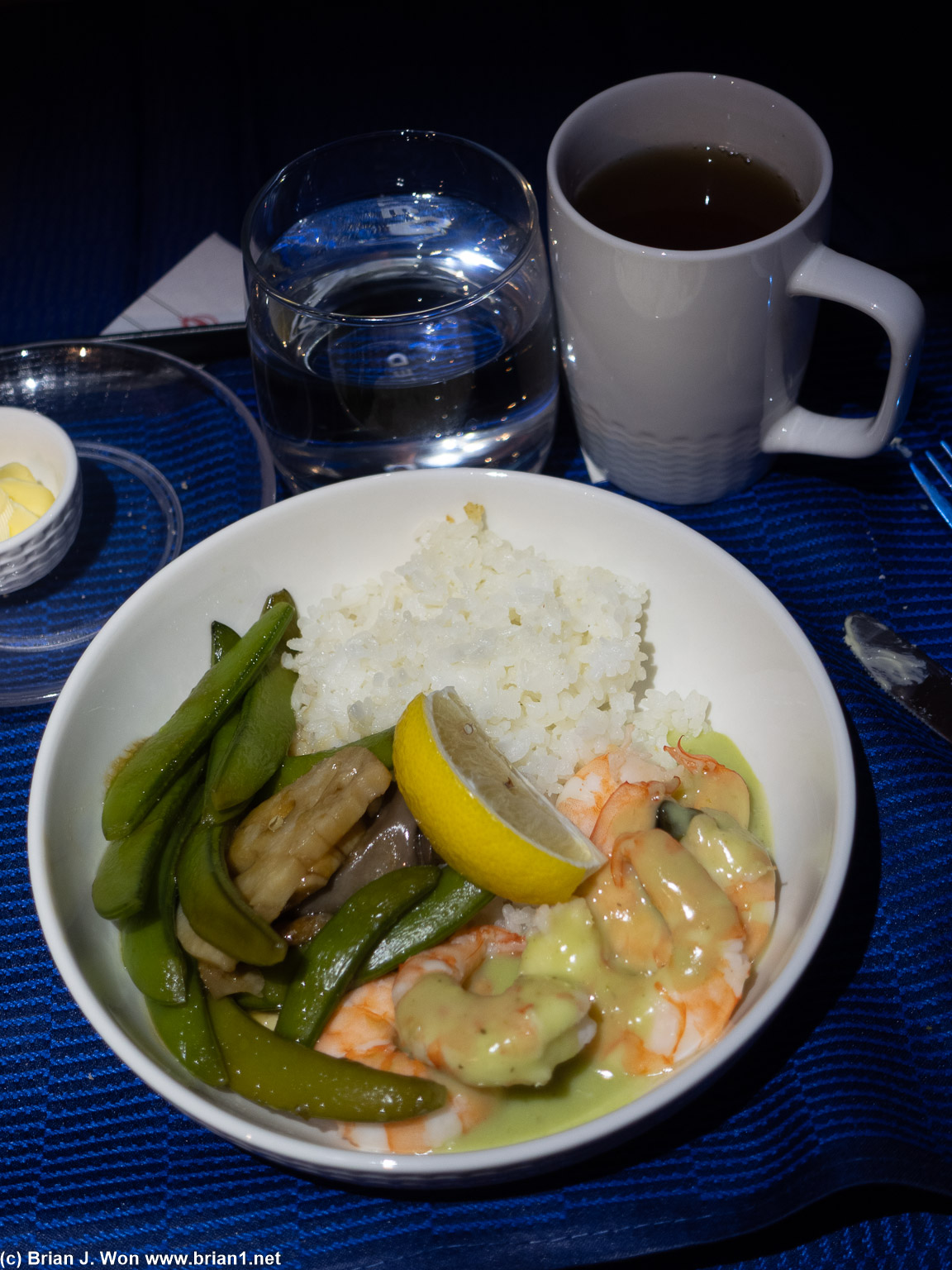 Shrimp and rice was okay. Better than the chicken and rice on the way over.