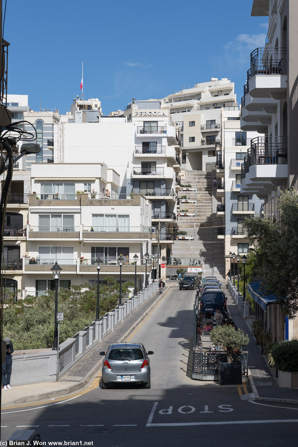 Narrow streets and sidewalks are the rule.