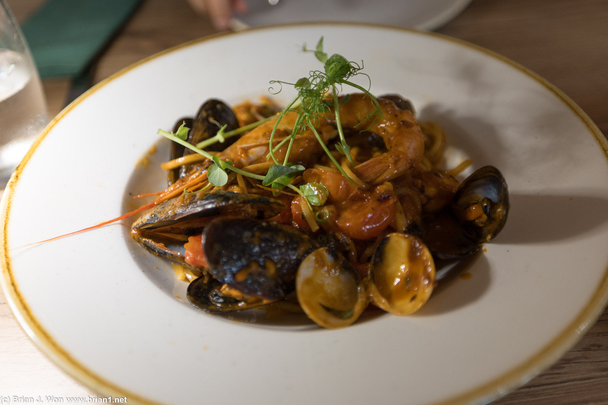 Seafood pasta was excellent.