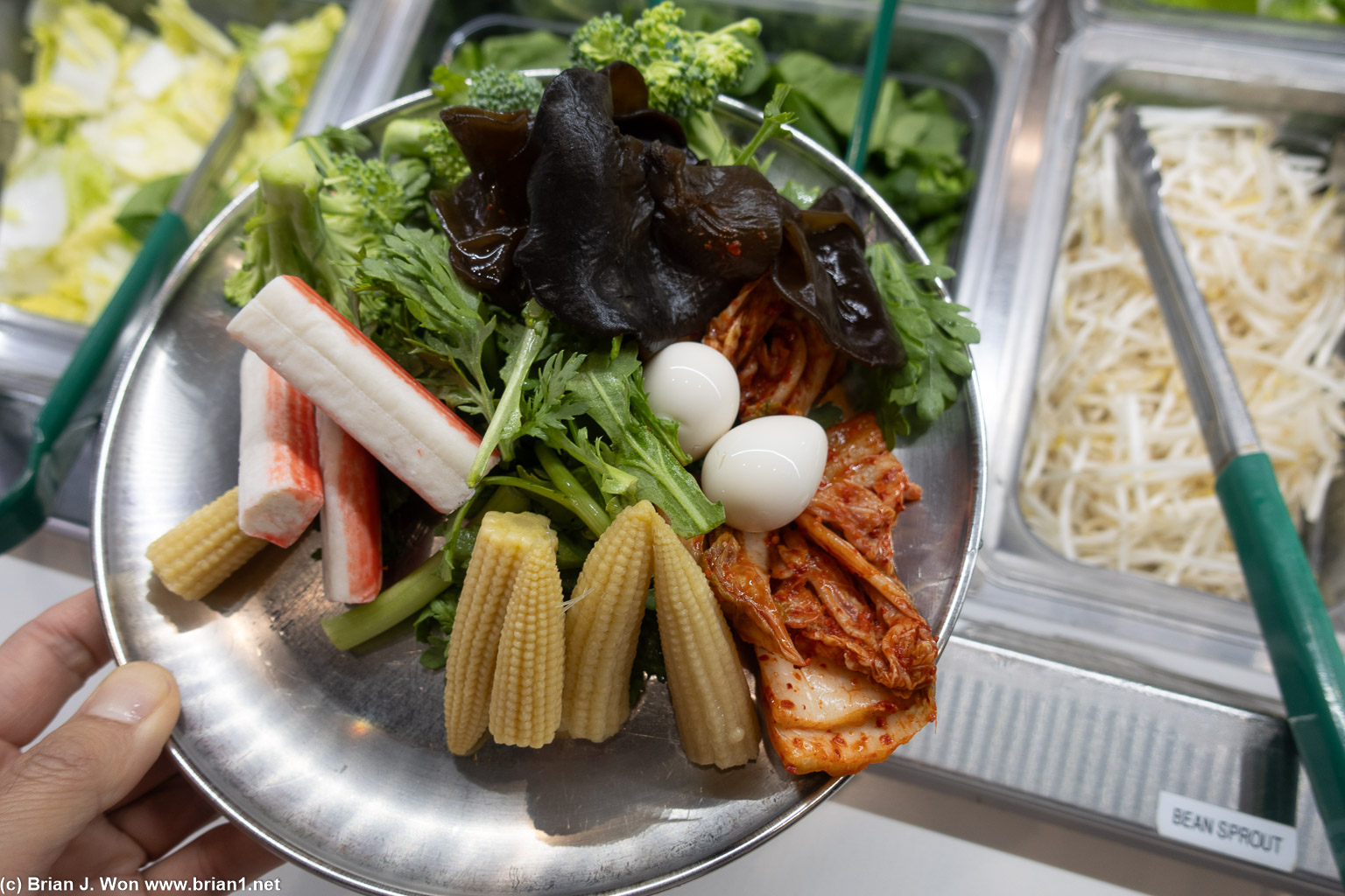 Veggies and a bit of seafood.