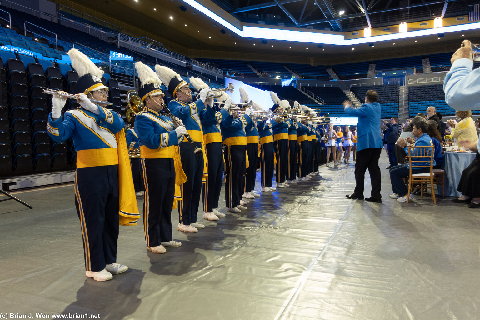 UCLA Marching Band was preceded by a student acapella band.